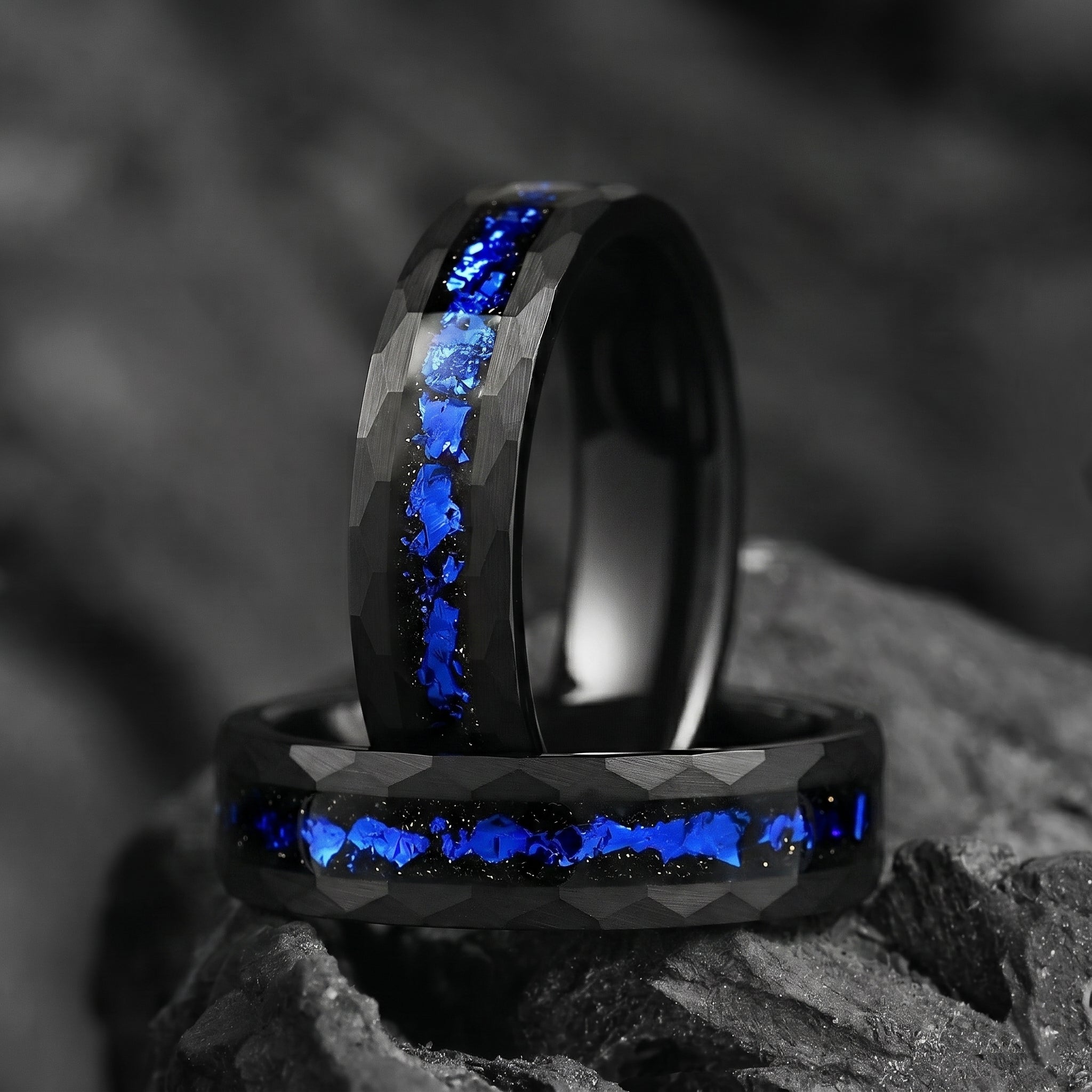 MATCHING RINGS TWO TONE COUPLE SET GALAXY INSPIRED 8/6 MM