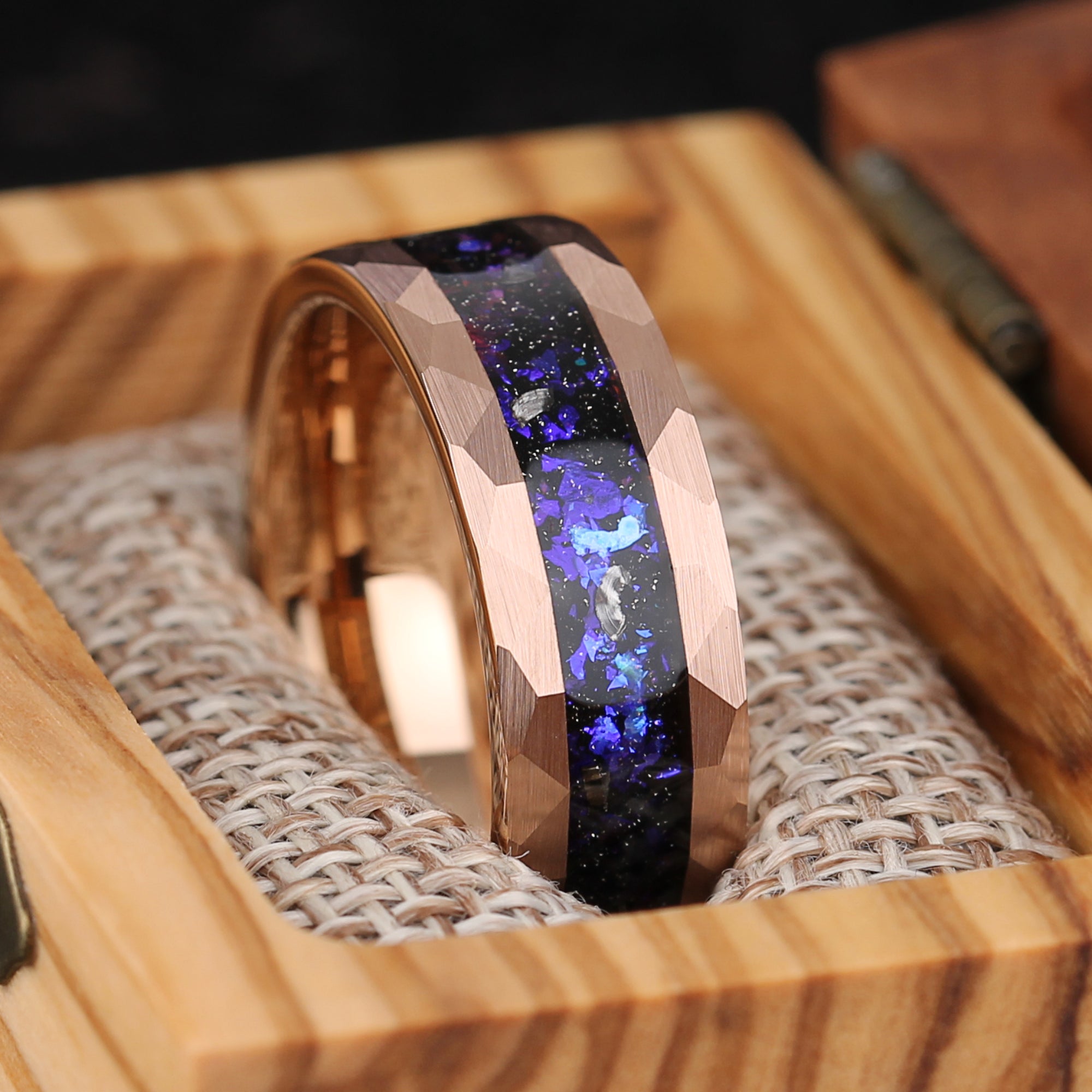 MENS WEDDING RINGS REAL METEORITE ORION NEBULA 8MM