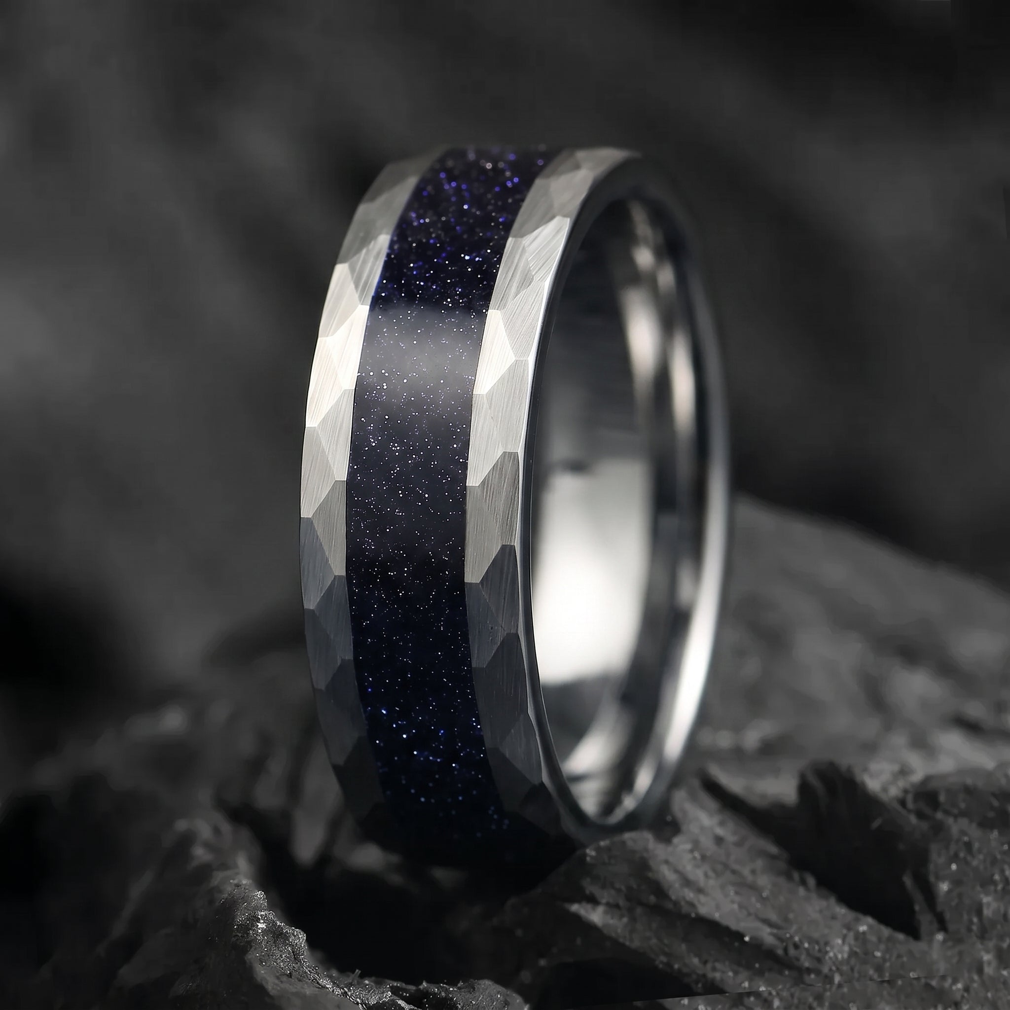 Silberringe Eheringe für Männer, von der Galaxis inspiriert 