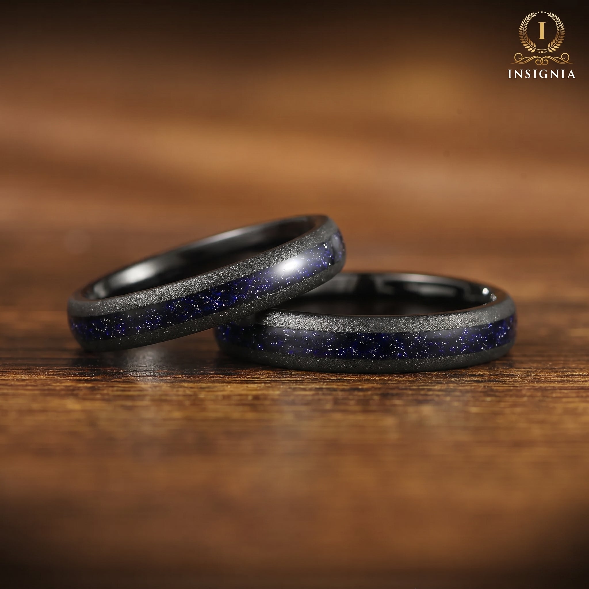 Bague pour femme inspirée de la galaxie, en carbure de tungstène et grès bleu 