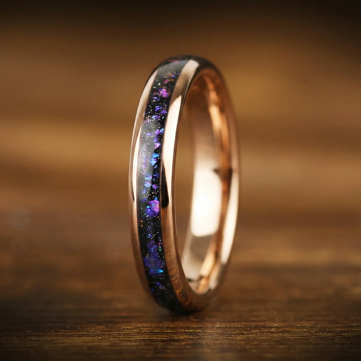 HIS AND HERS TUNGSTEN RINGS ORION NEBULA INLAY (8/4MM)