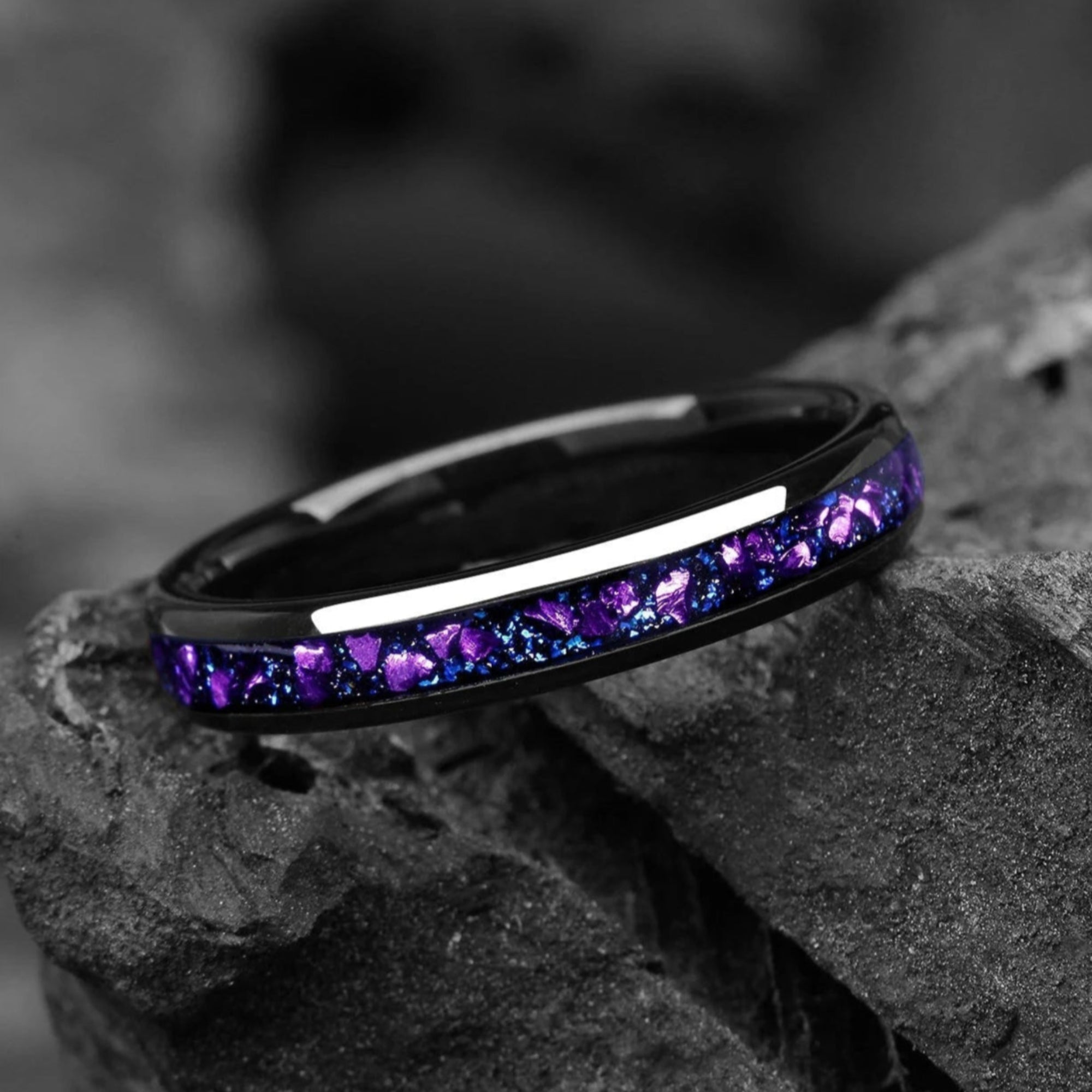 HIS AND HERS MATCHING GALAXY RINGS ALEXANDRITE SANDSTONE (6/4MM)