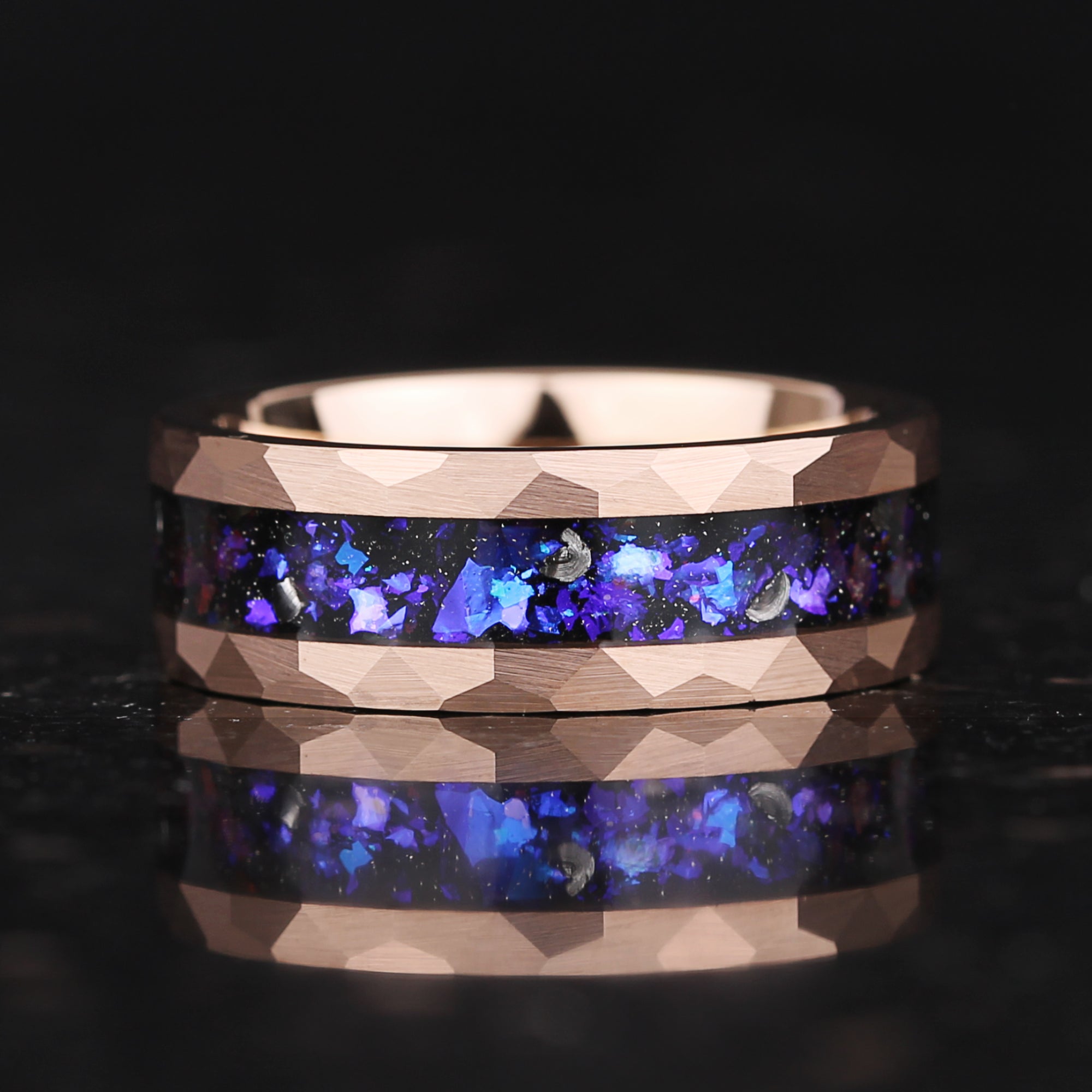 MENS WEDDING RINGS REAL METEORITE ORION NEBULA 8MM