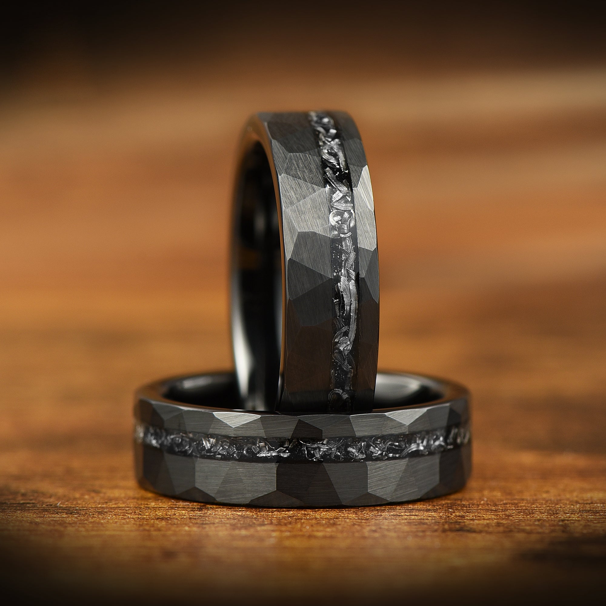 WEDDING RING REAL METEORITE TUNGSTEN CARBIDE UNISEX (6MM)