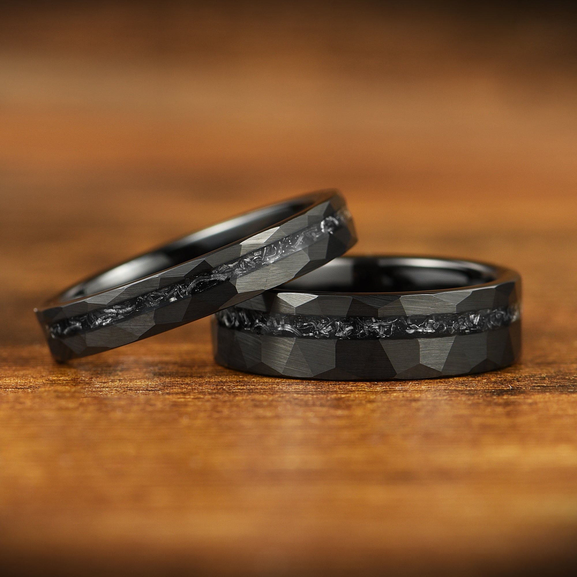 WEDDING RING REAL METEORITE TUNGSTEN CARBIDE UNISEX (6MM)