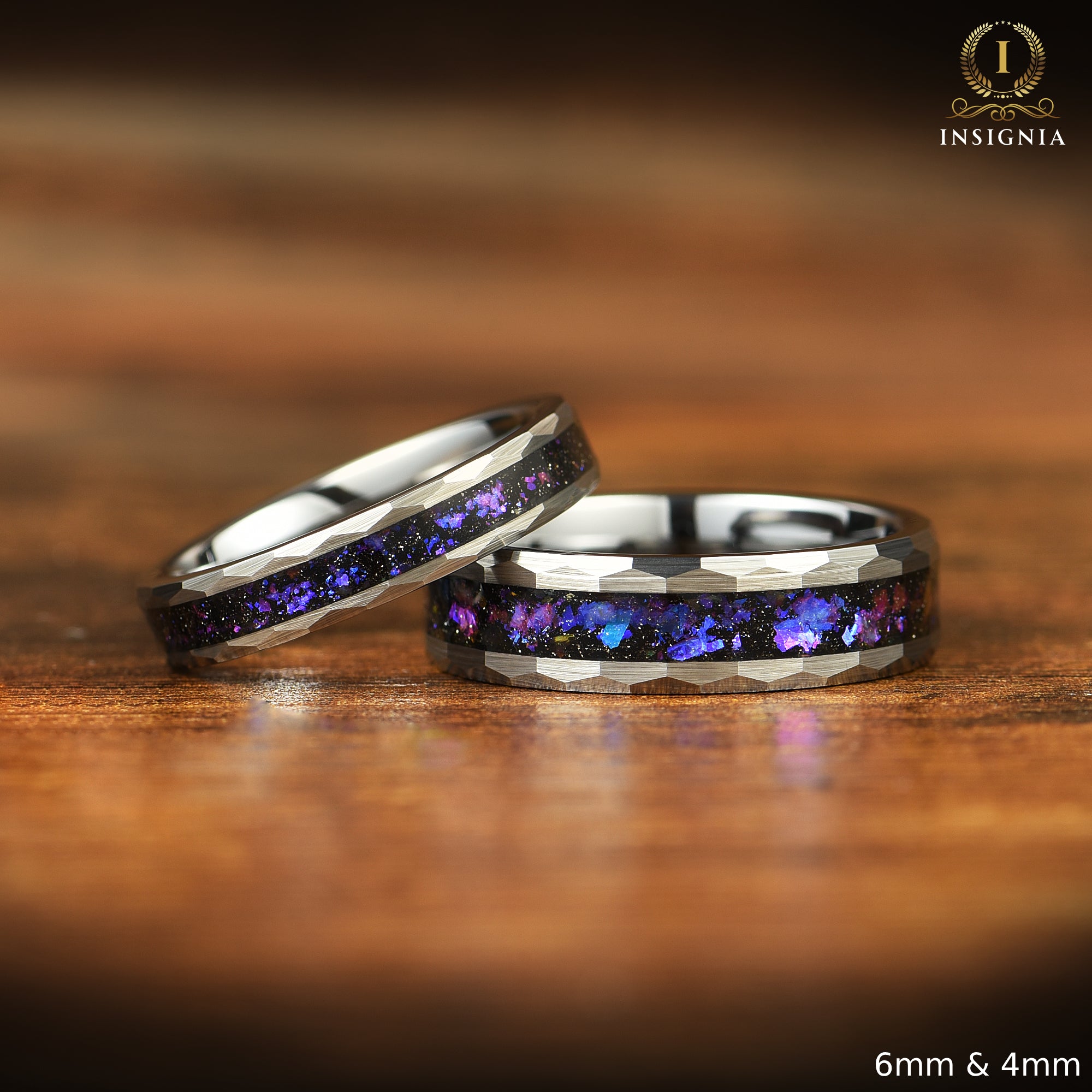 UNIQUE WEDDING RING ORION NEBULA SILVER TUNGSTEN UNISEX (6MM)