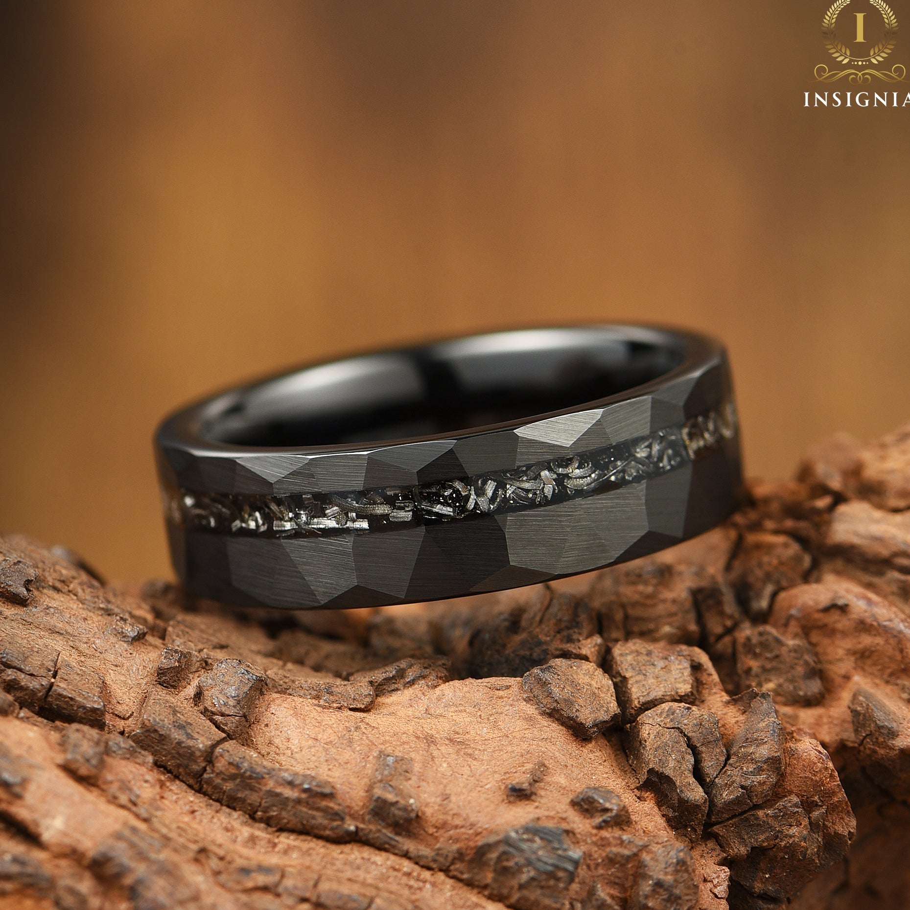 WEDDING RING REAL METEORITE TUNGSTEN CARBIDE UNISEX (6MM)