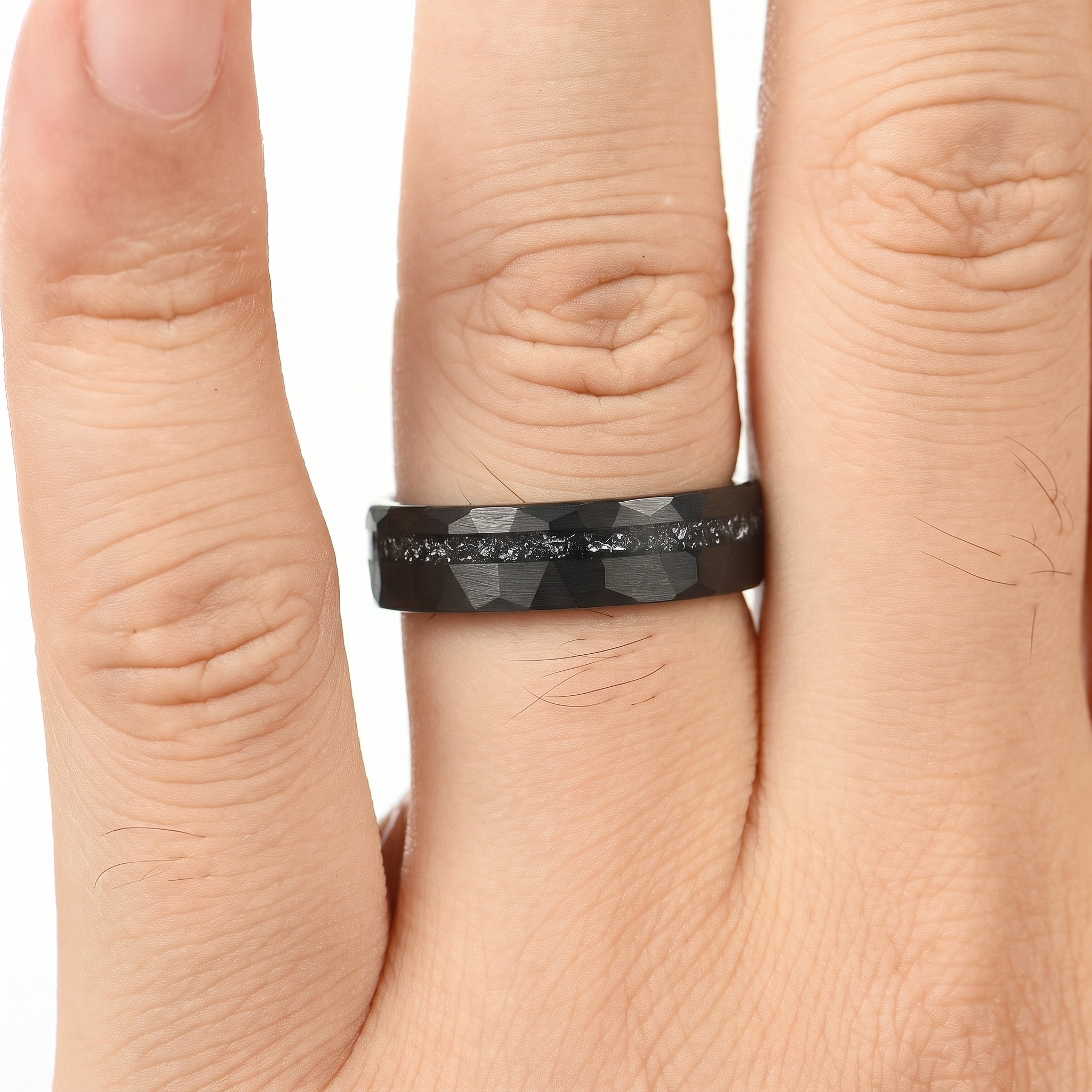 WEDDING RING REAL METEORITE TUNGSTEN CARBIDE UNISEX (6MM)