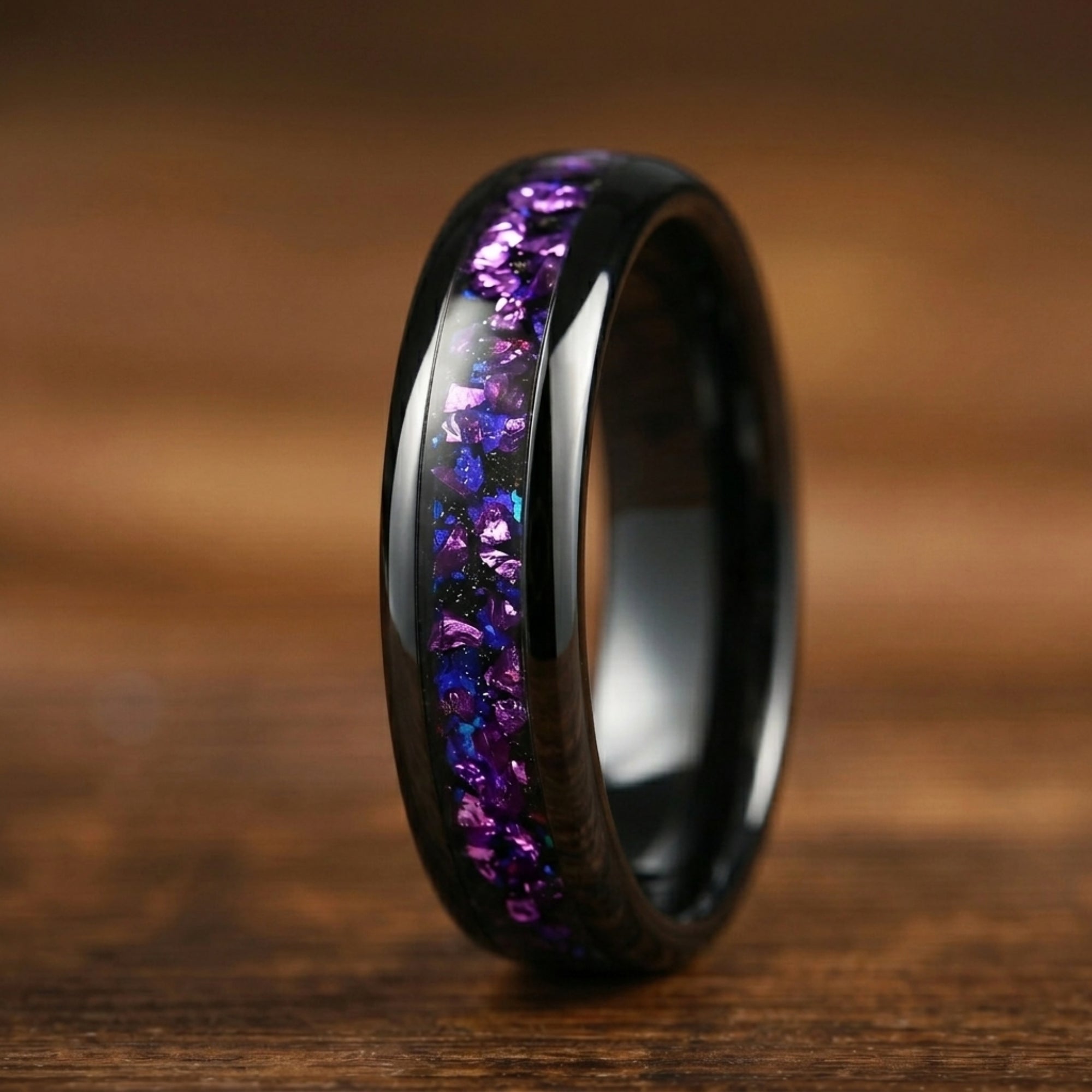 HIS AND HERS MATCHING COUPLES PROMISE RINGS NEBULA INLAY 8/6 MM