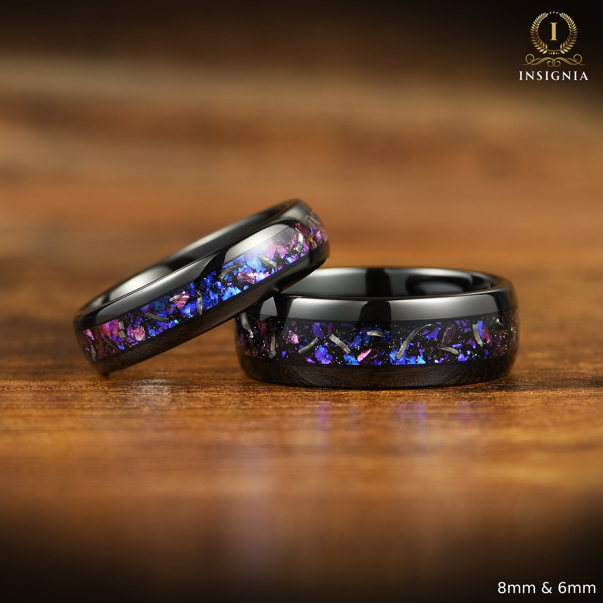 UNIQUE WEDDING RING REAL METEORITE TUNGSTEN ORION NEBULA (6MM)