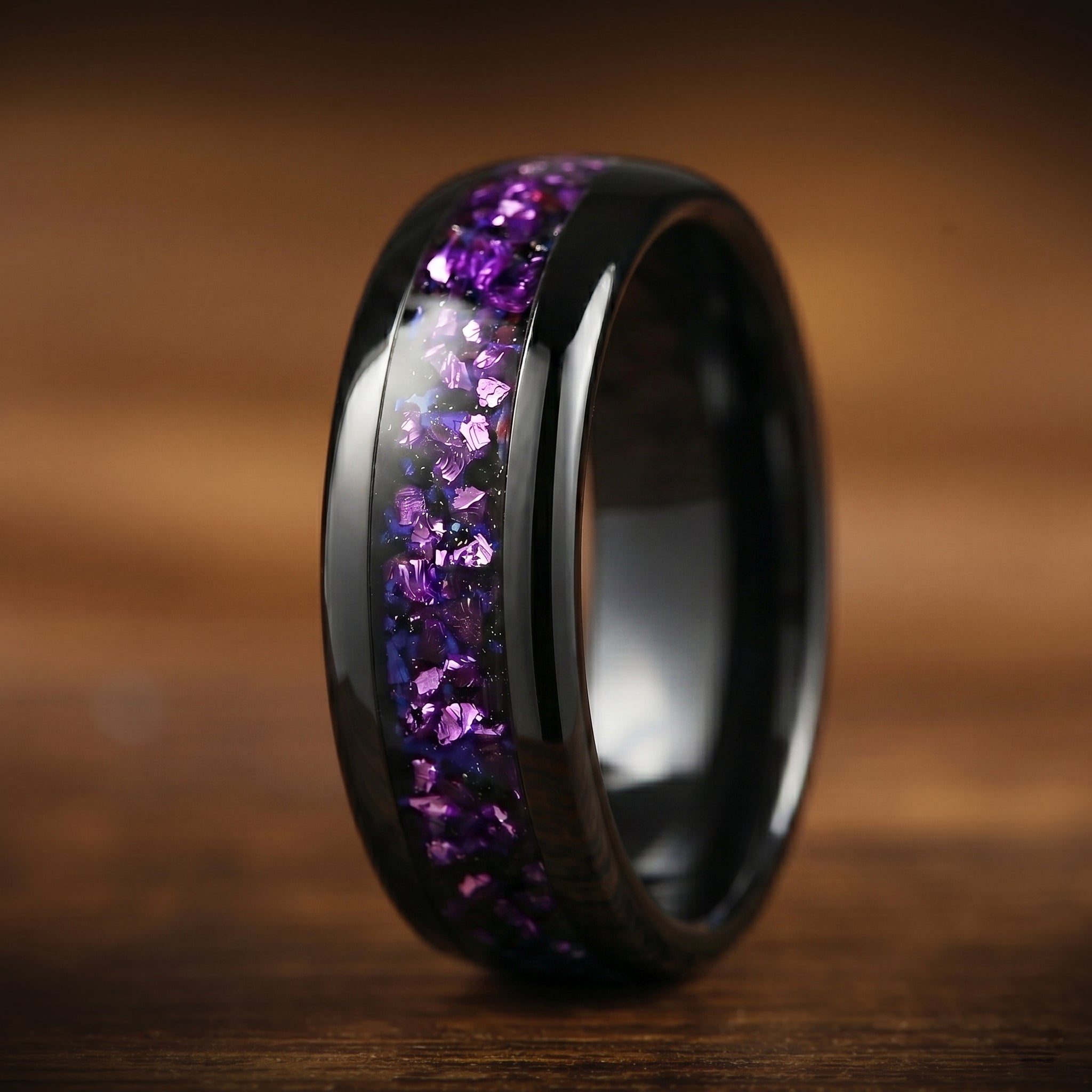 HIS AND HERS MATCHING COUPLES PROMISE RINGS NEBULA INLAY 8/6 MM