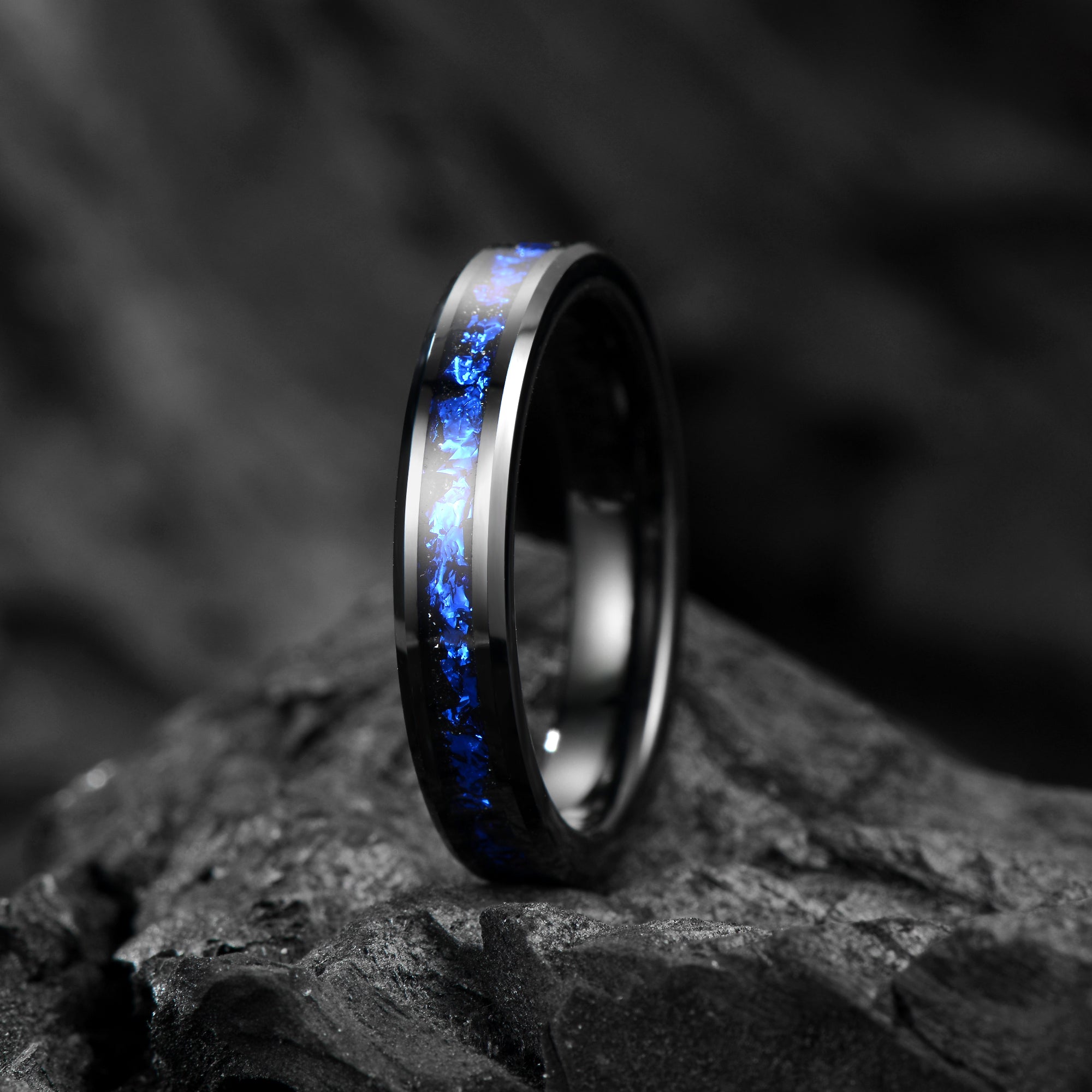 Galaxy Space Blue Nebula His and Hers Wedding Bands 4/6 mm Black - Tungsten Wedding Ring Sets - His and hers Matching Wedding Rings