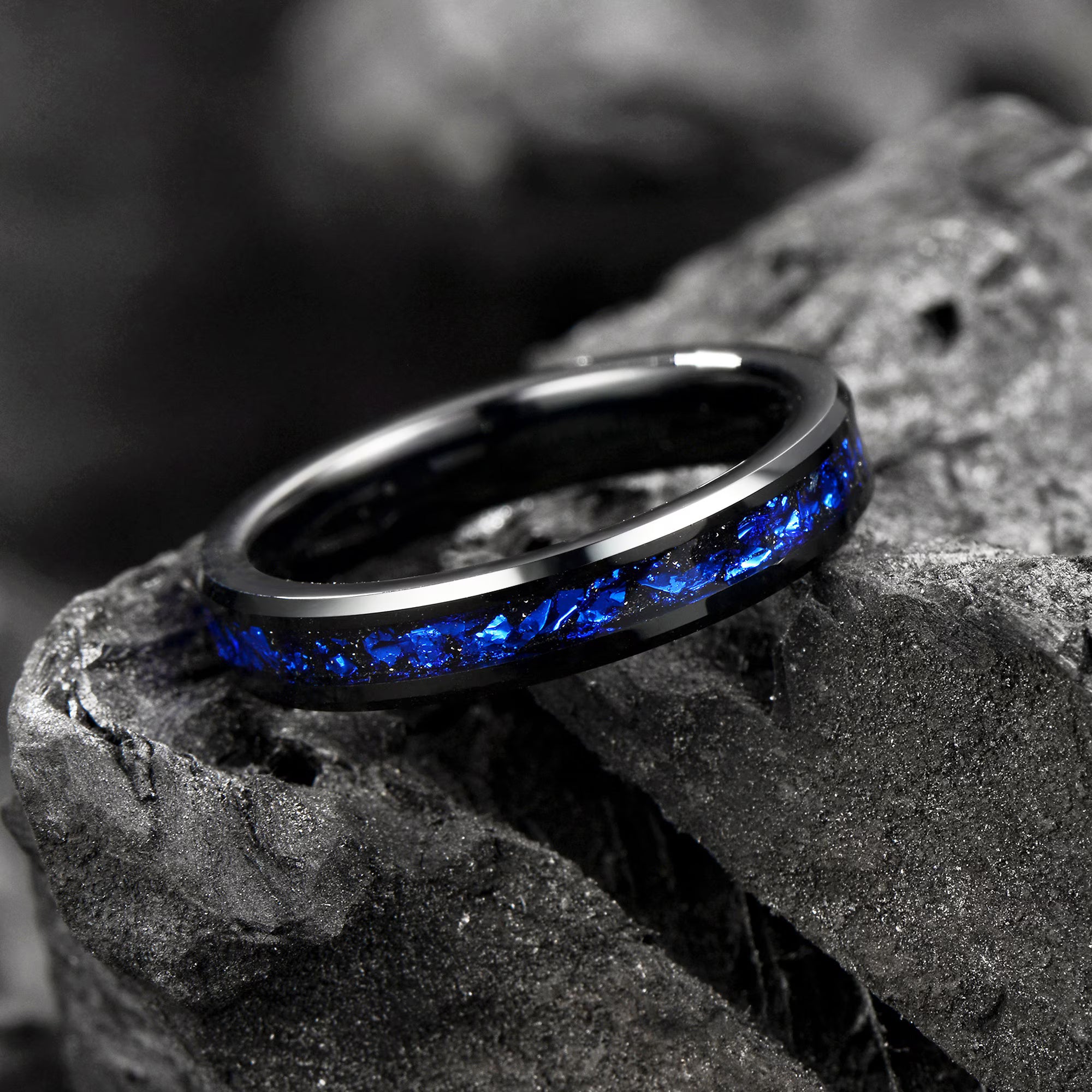 Galaxy Space Blue Nebula His and Hers Wedding Bands 6/ 8 mm Black - Tungsten Wedding Ring Sets - His and hers Matching Wedding Rings - INSIGNIA