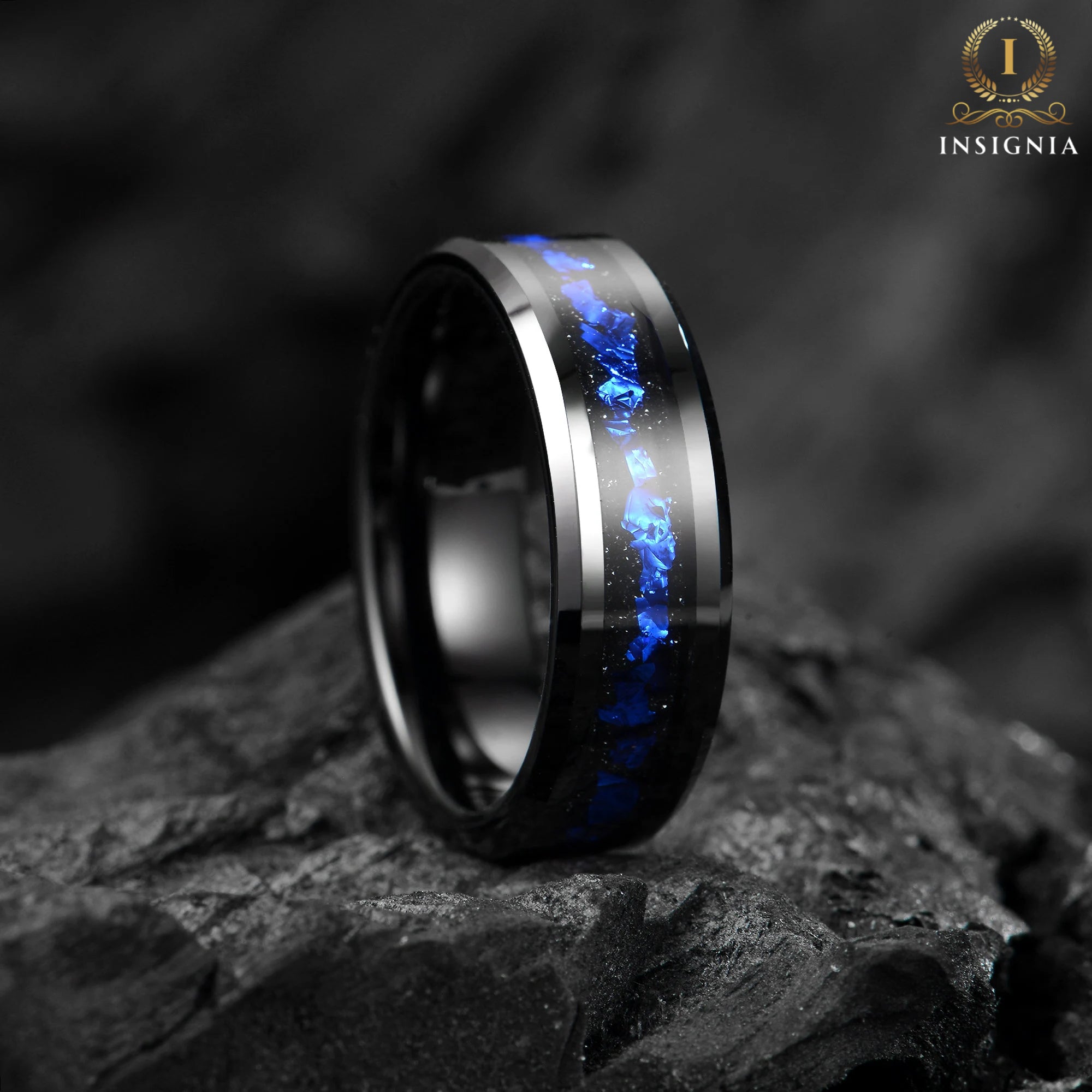 Galaxy Cygnus Nebula Ring 6mm - Mens & Women Wedding Band Unique  Black - Promise Ring, Polish, Comfort Fit, Birthday Anniversary Gift for Him/Her - INSIGNIA