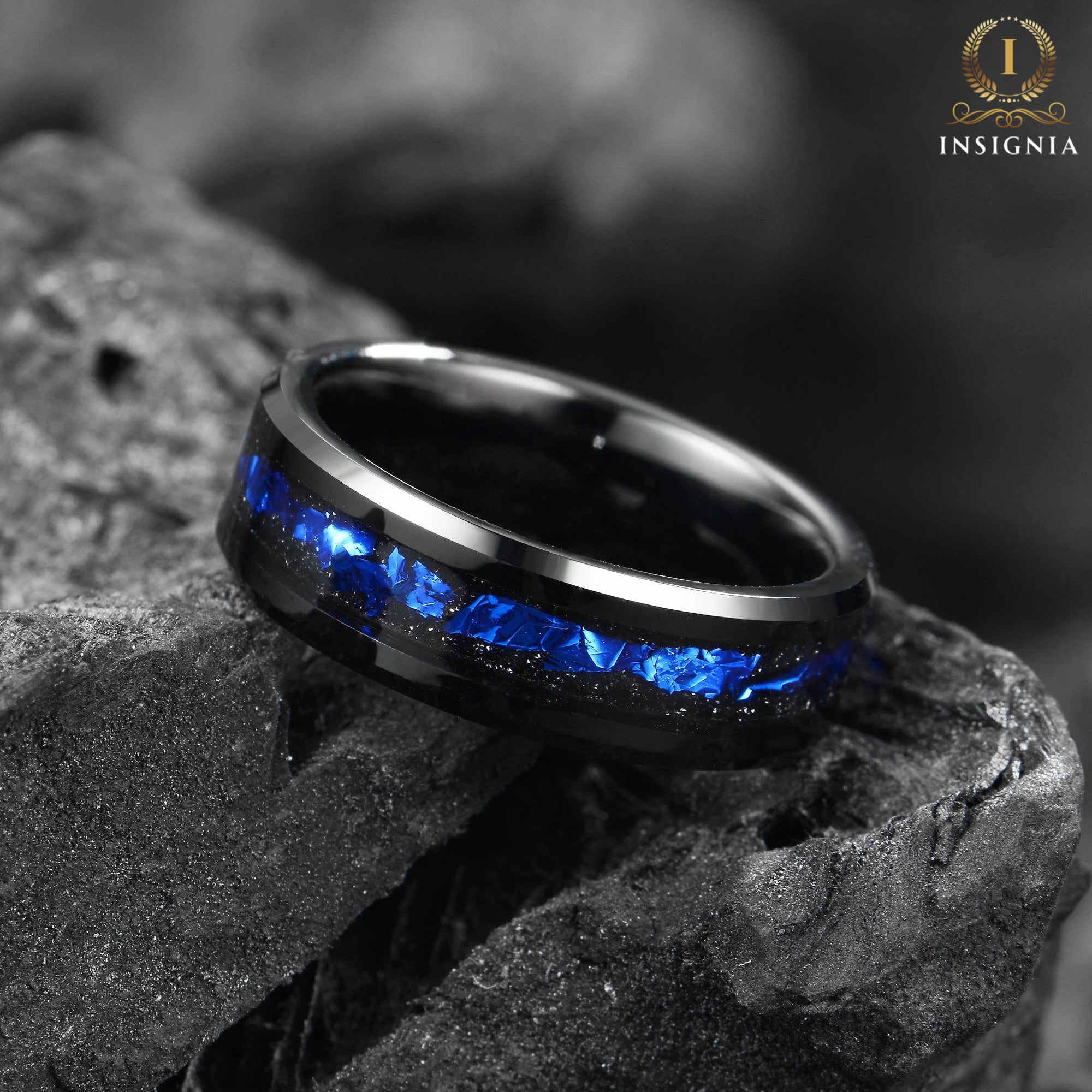 Galaxy Cygnus Nebula Ring 6mm - Mens & Women Wedding Band Unique  Black - Promise Ring, Polish, Comfort Fit, Birthday Anniversary Gift for Him/Her - INSIGNIA