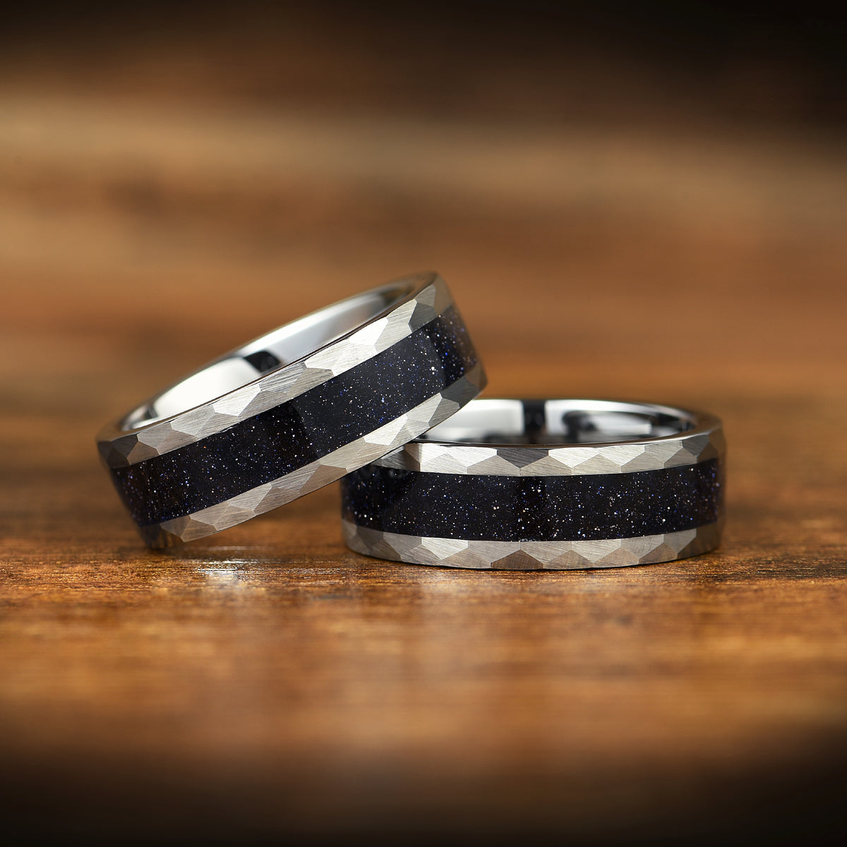 SILVER RINGS WEDDING BANDS FOR MEN GALAXY INSPIRED (8MM)