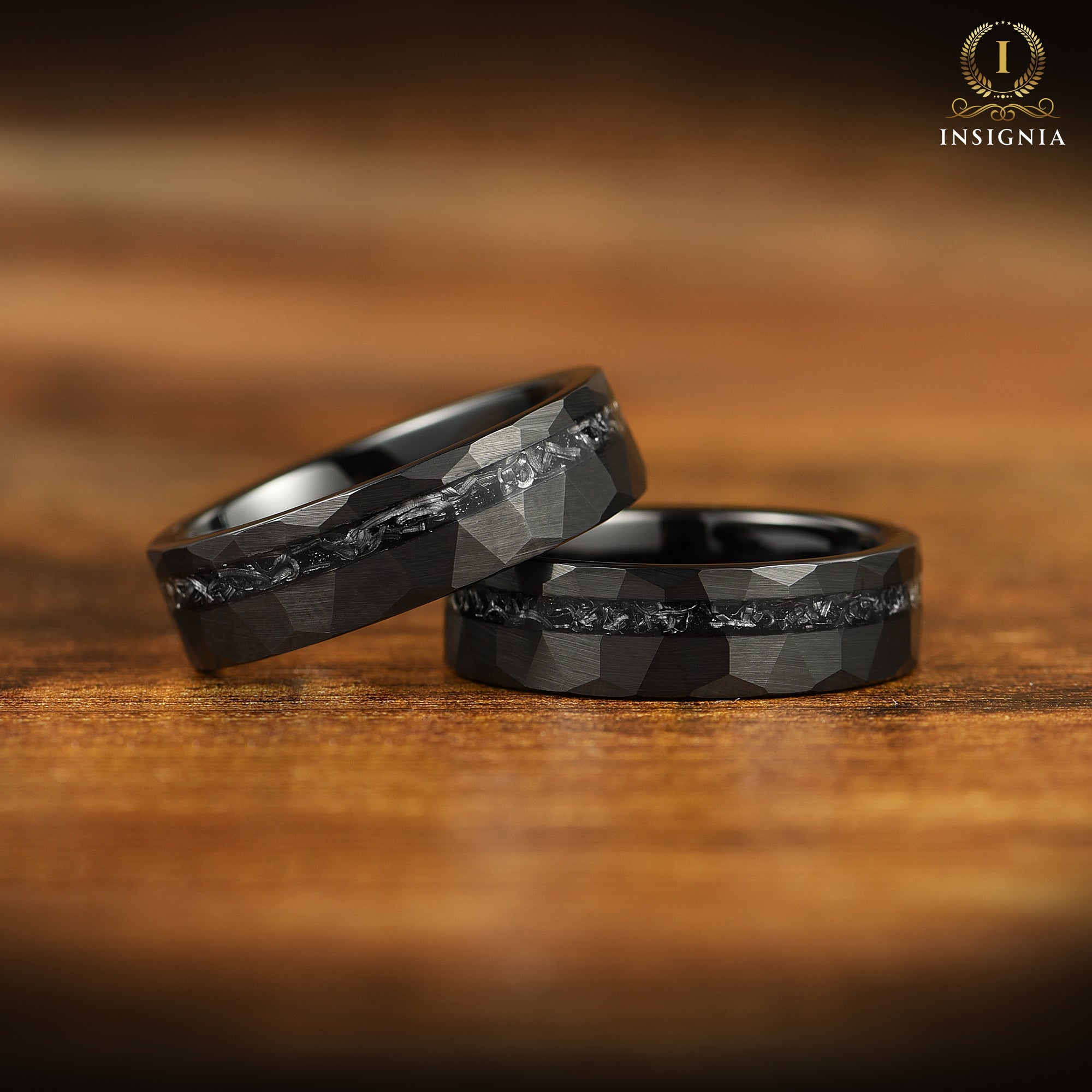 WEDDING RING REAL METEORITE TUNGSTEN CARBIDE UNISEX (6MM)