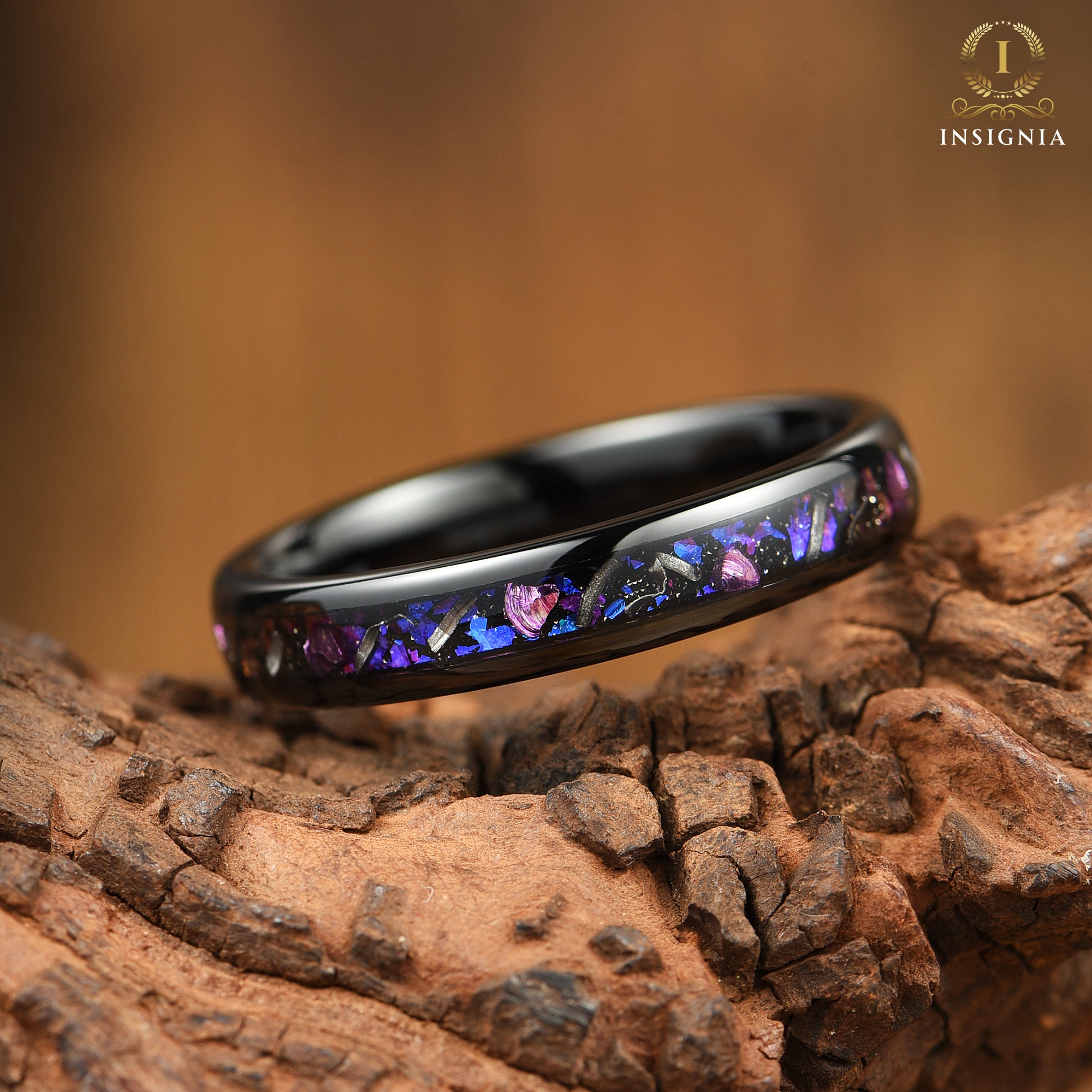 HIS AND HER PROMISE RINGS METEORITE ALEXANDRITE ORION NEBULA (6/4MM)
