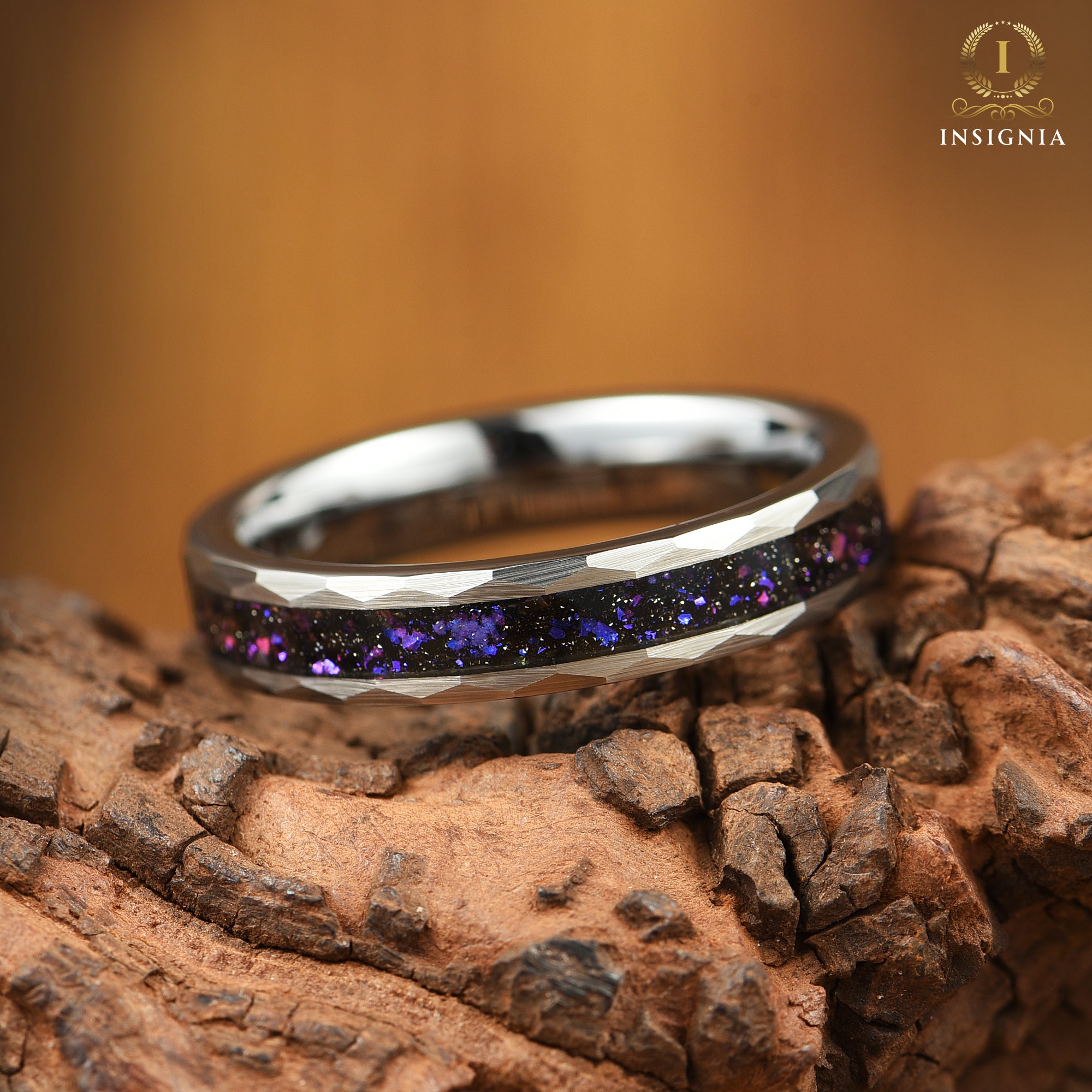 WOMEN WEDDING RING ORION NEBULA SILVER TUNGSTEN CARBIDE (4MM)