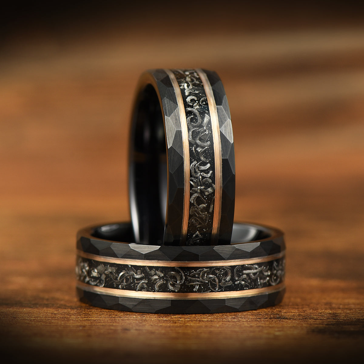 WEDDING RING MEN REAL METEORITE & TUNGSTEN CARBIDE (8MM)