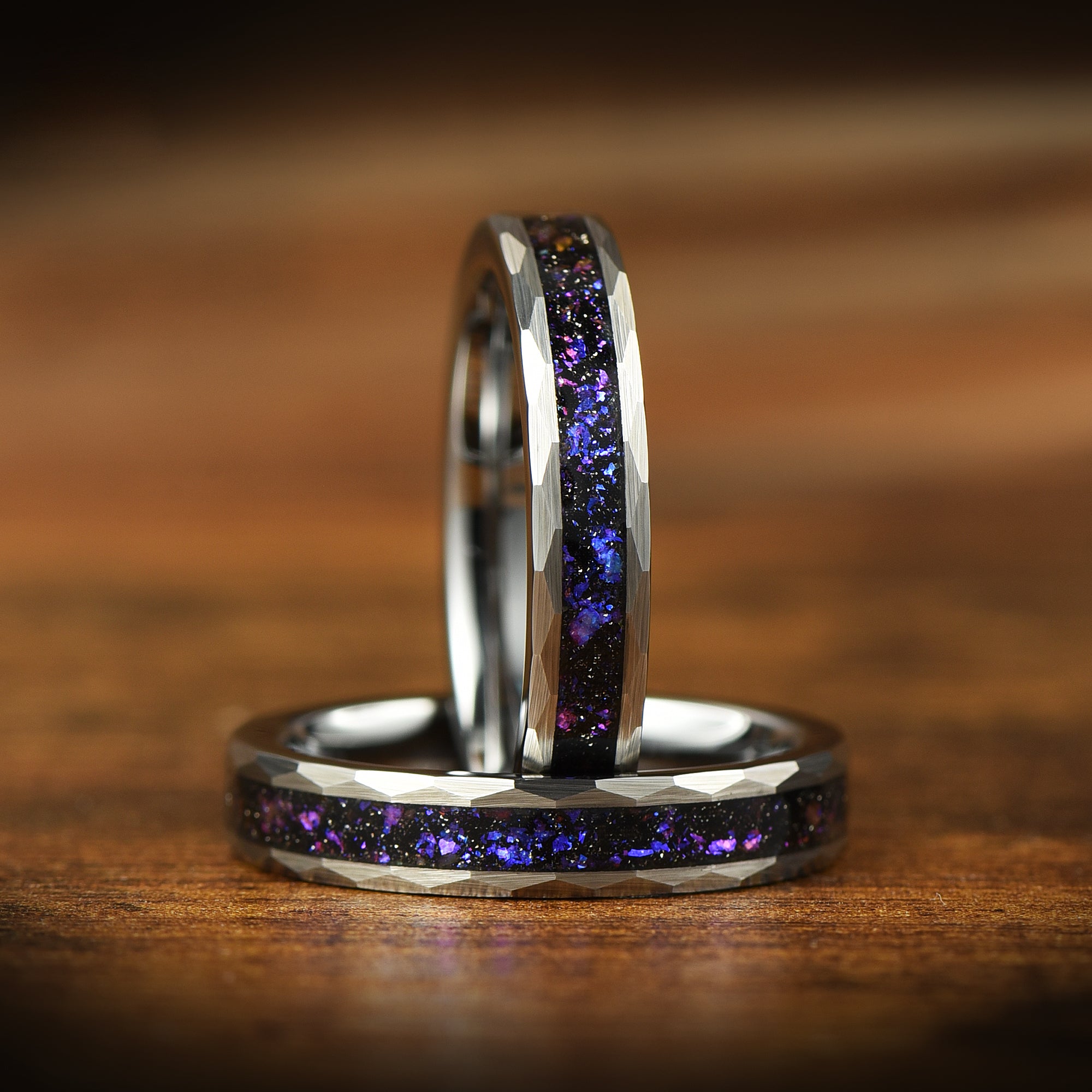 WOMEN WEDDING RING ORION NEBULA SILVER TUNGSTEN CARBIDE (4MM)
