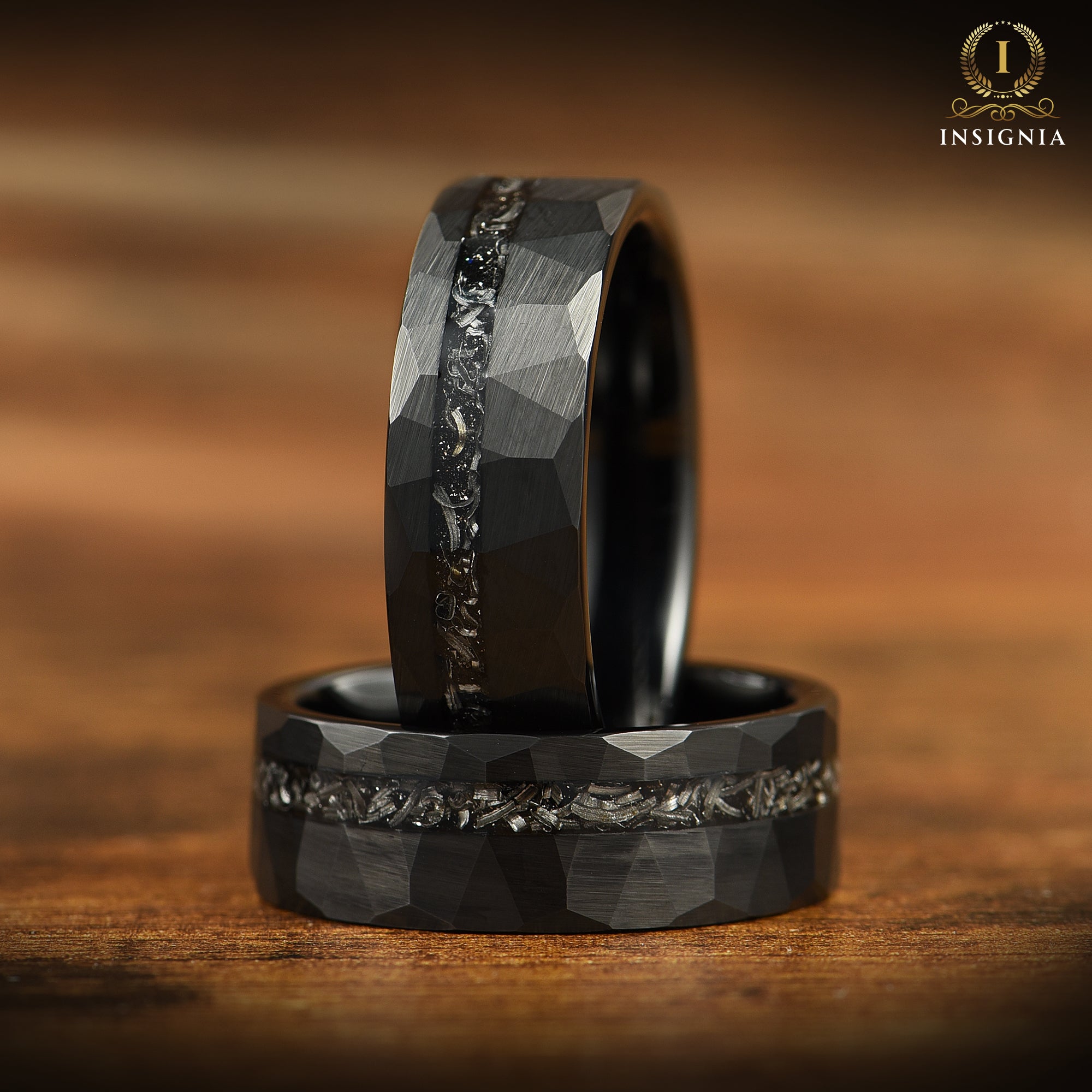 MENS WEDDING BANDS UK REAL METEORITE TUNGSTEN CARBIDE (8MM)