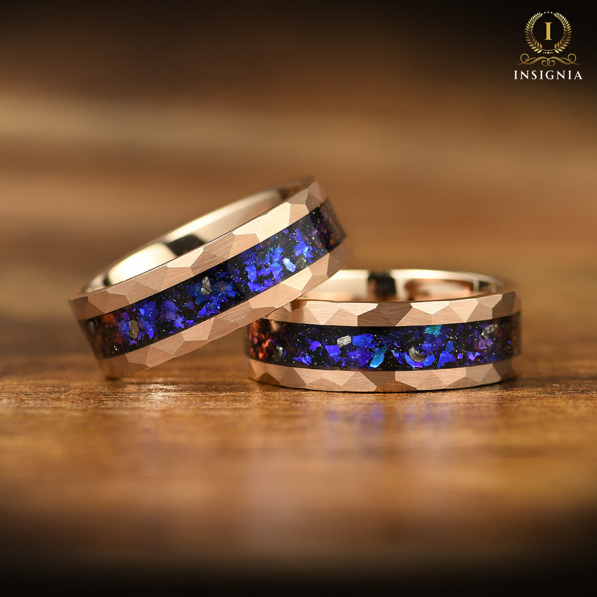 HIS AND HERS TUNGSTEN RINGS ORION NEBULA INLAY (8/4MM)