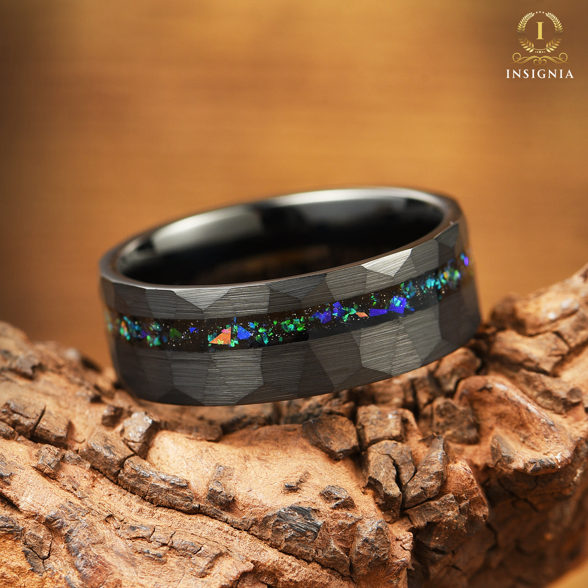 WEDDING RING SET HELIX NEBULA INSPIRED TUNGSTEN BLACK (8/4MM)