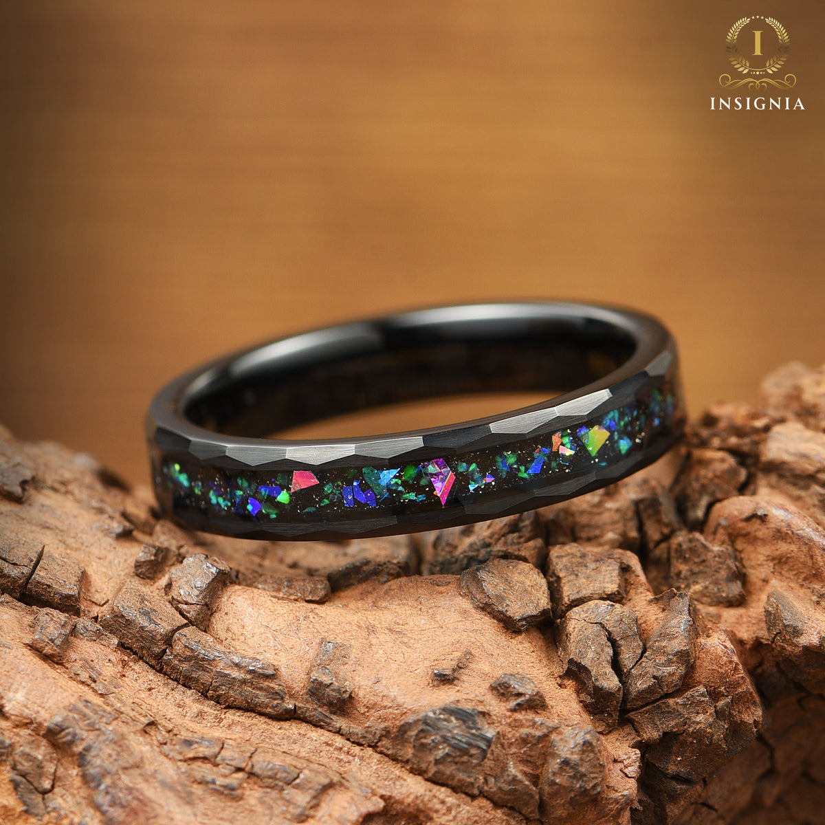 WOMEN WEDDING BAND HELIX NEBULA BLACK TUNGSTEN (4MM)