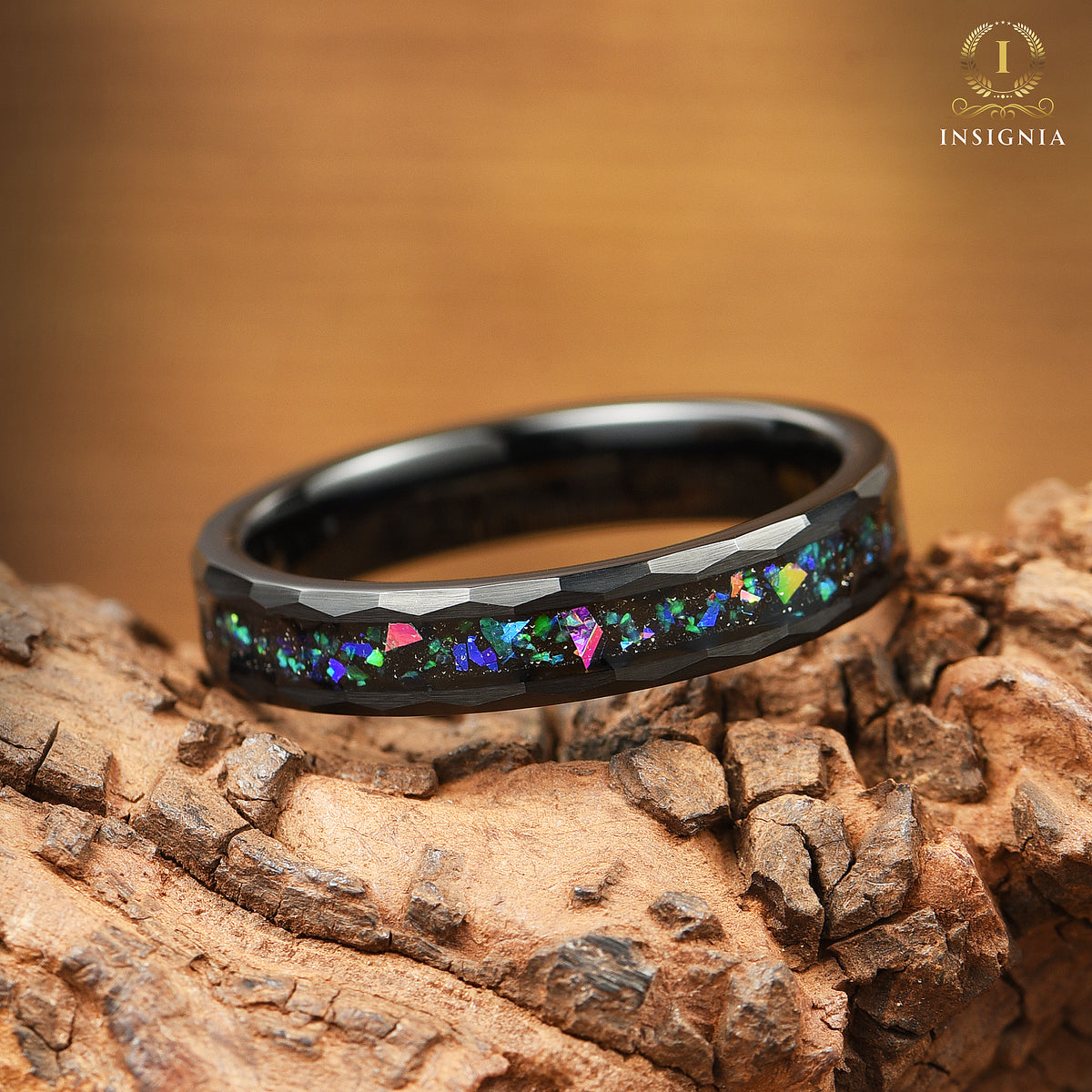 WEDDING RING SET HELIX NEBULA INSPIRED TUNGSTEN BLACK (8/4MM)