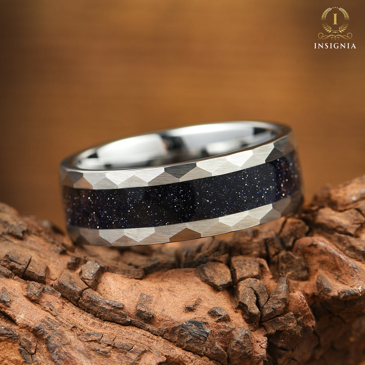 SILVER RINGS WEDDING BANDS FOR MEN GALAXY INSPIRED (8MM)