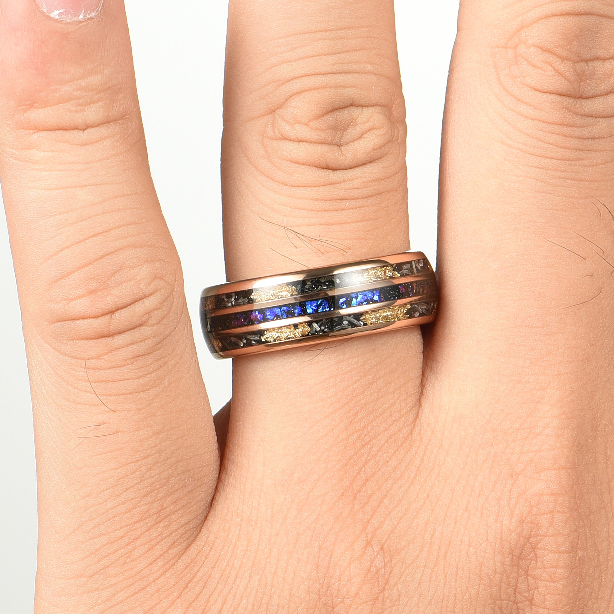 MALE ENGAGEMENT RINGS REAL METEORITE TUNGSTEN WEDDING BAND 8MM