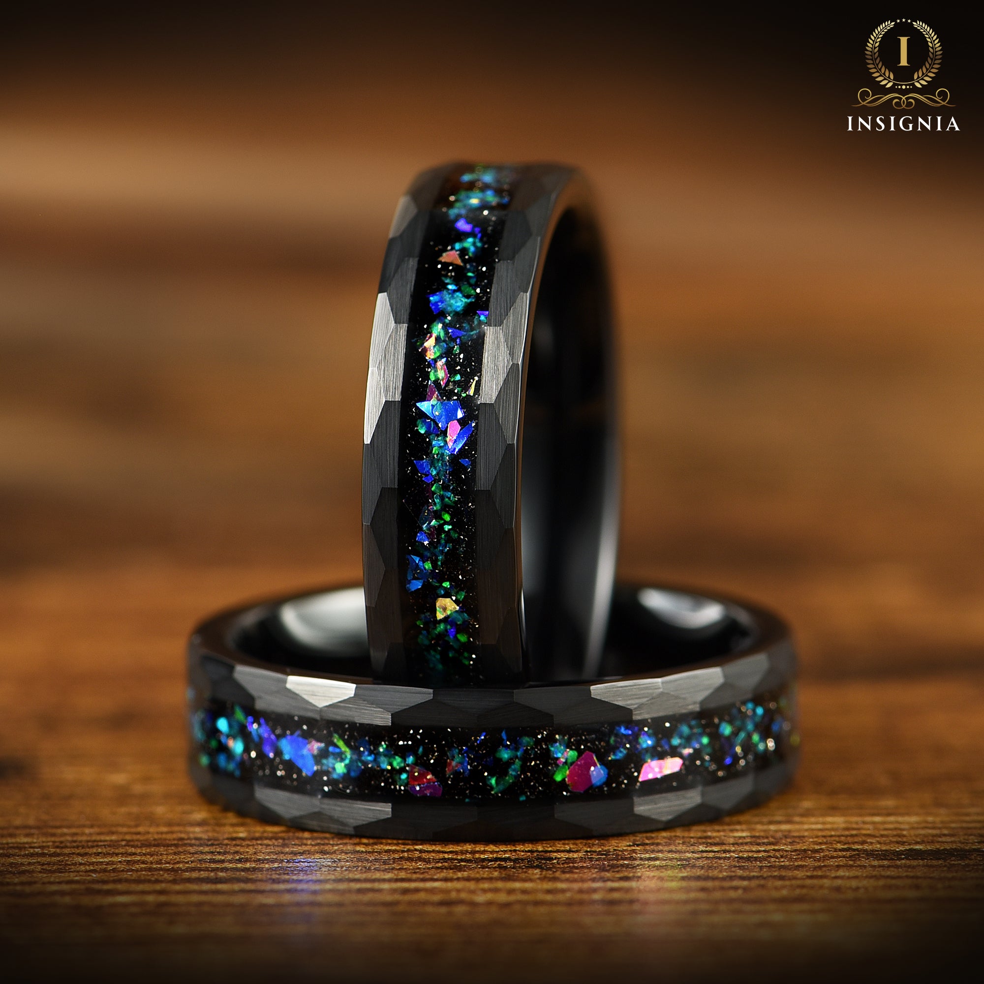 COUPLE RING SET HELIX NEBULA ALEXANDRITE BLACK TUNGSTEN (6/4MM)