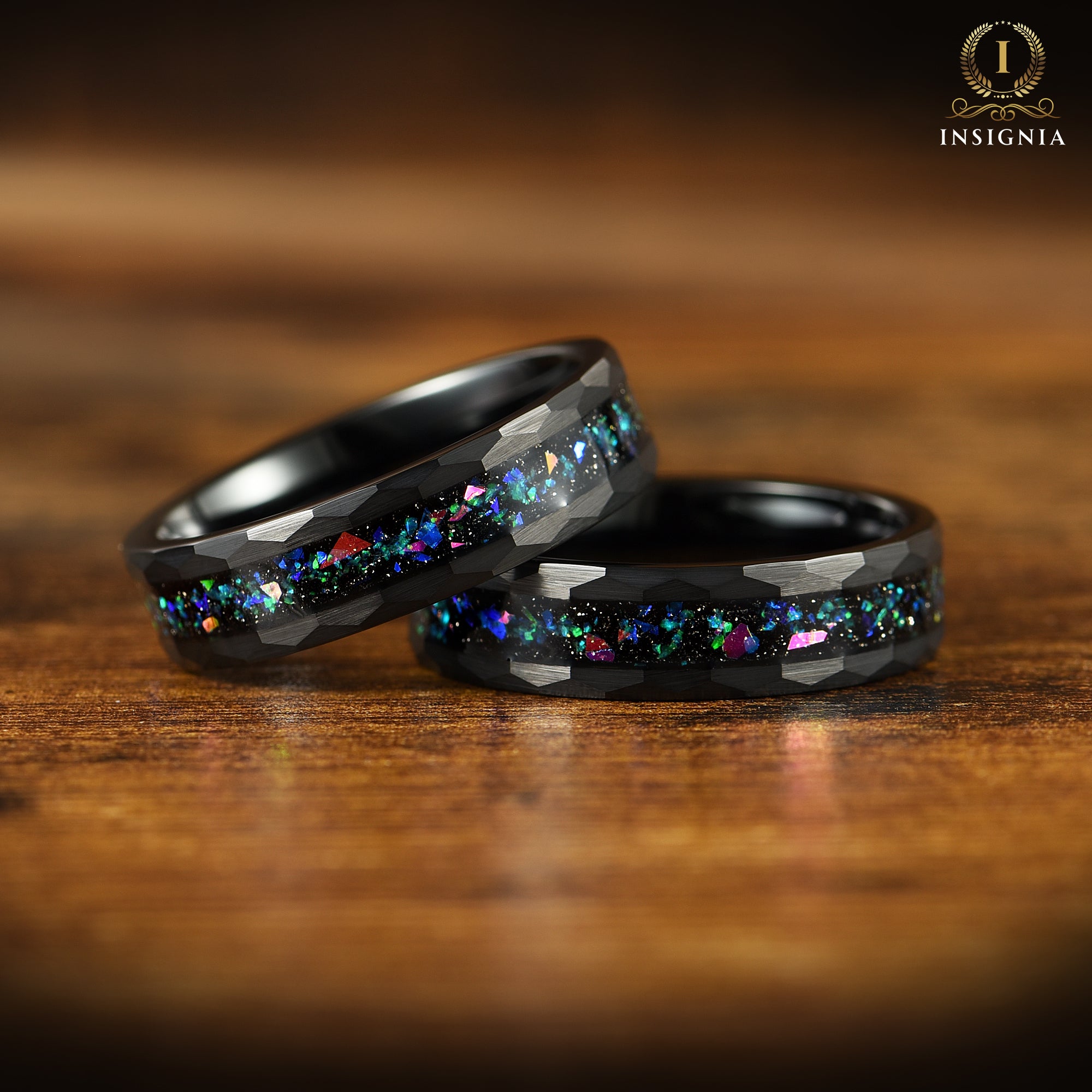 COUPLE RING SET HELIX NEBULA ALEXANDRITE BLACK TUNGSTEN (6/4MM)