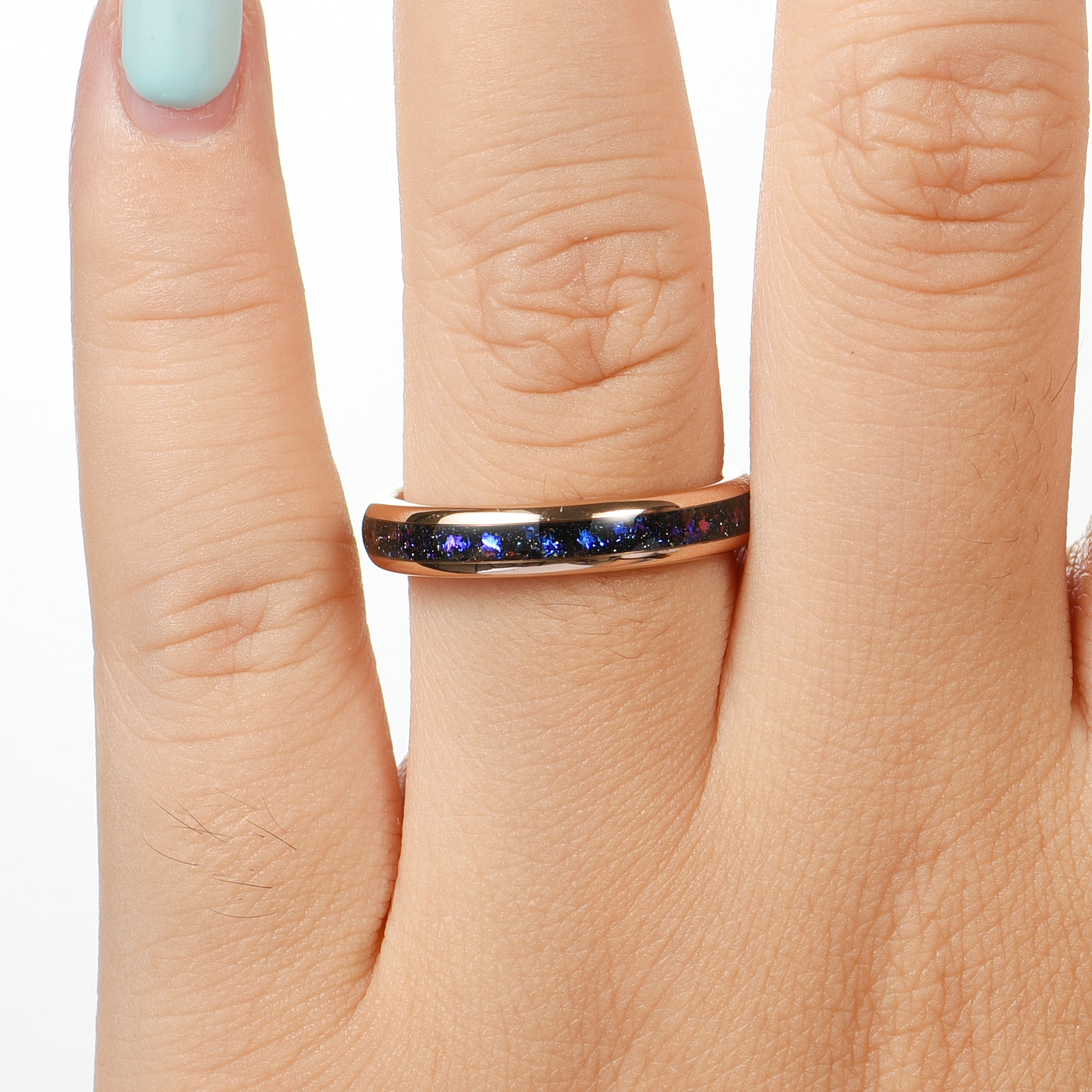 HIS AND HERS TUNGSTEN RINGS ORION NEBULA INLAY 8/4 MM