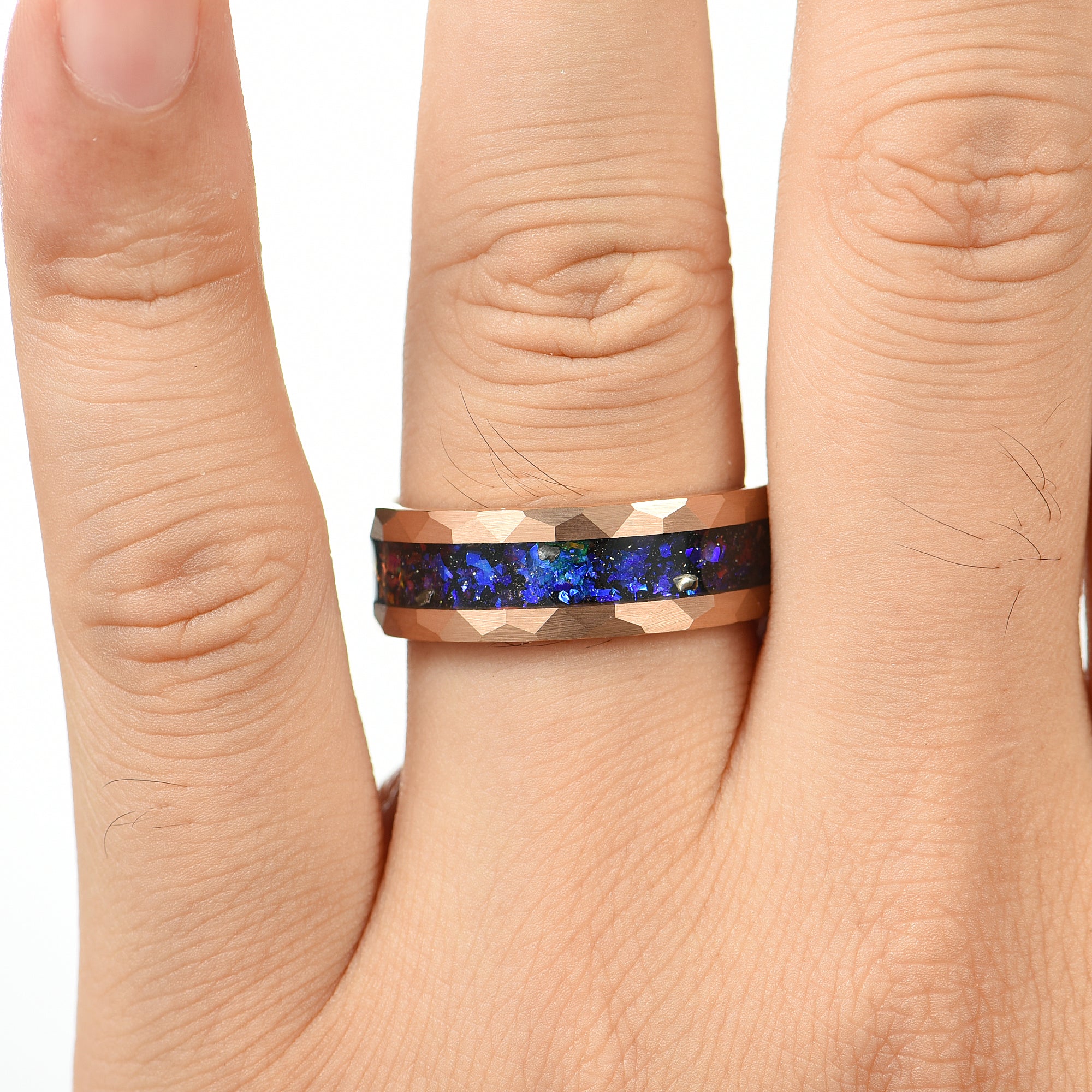 HIS AND HERS TUNGSTEN RINGS ORION NEBULA INLAY 8/4 MM