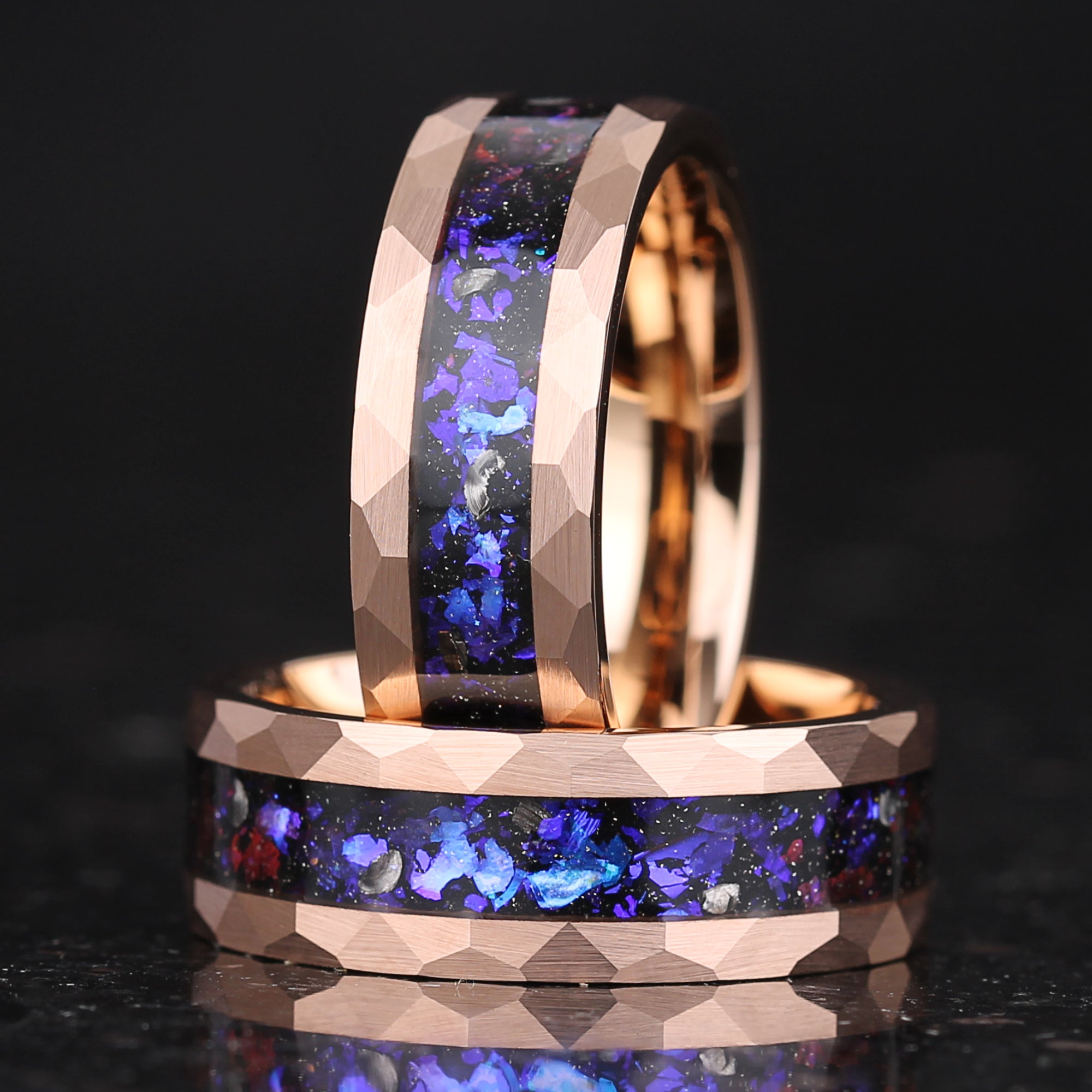 MENS WEDDING RINGS REAL METEORITE ORION NEBULA 8MM