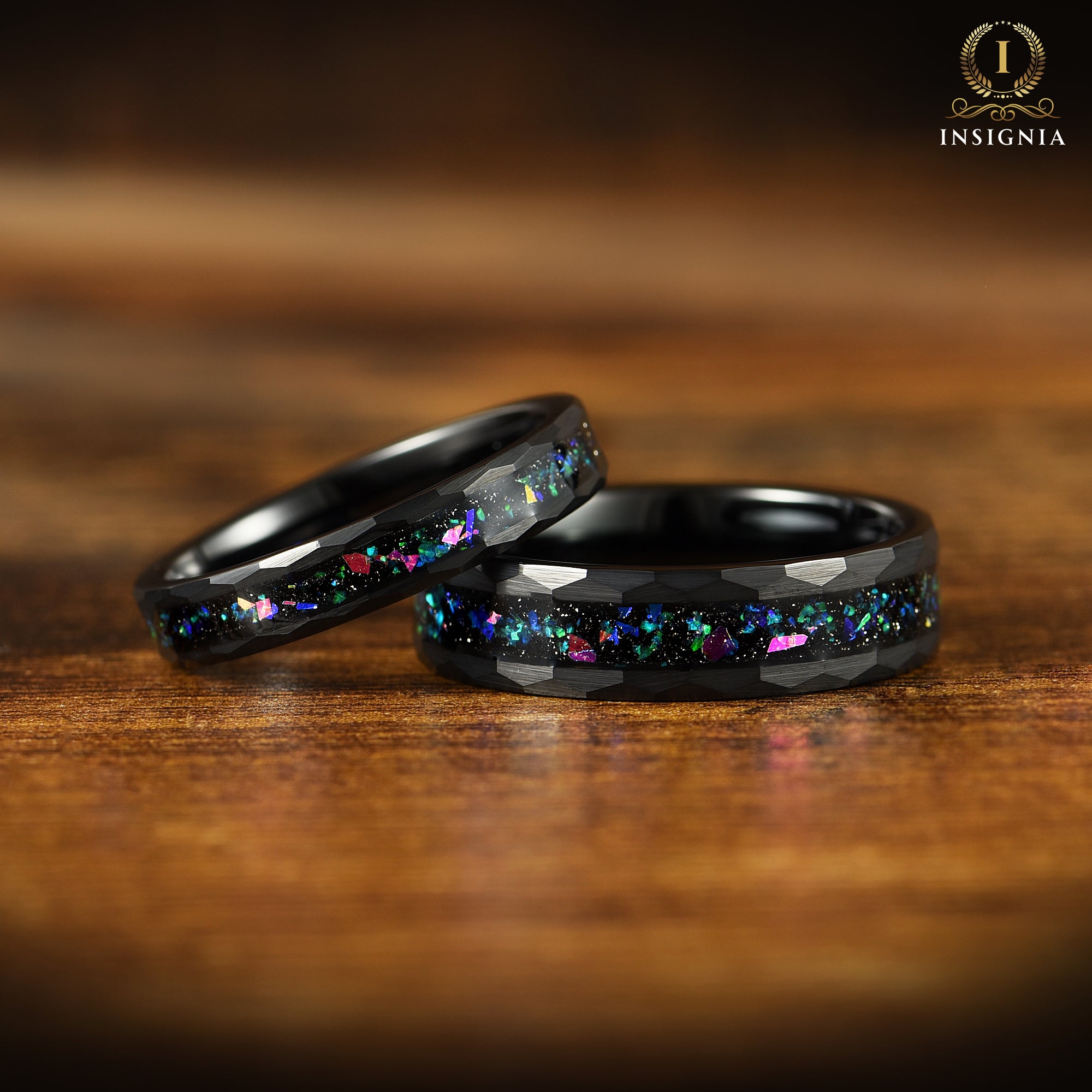 COUPLE RING SET HELIX NEBULA ALEXANDRITE BLACK TUNGSTEN (6/4MM)