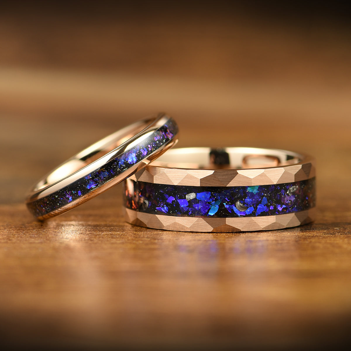 MENS WEDDING RINGS REAL METEORITE ORION NEBULA (8MM)