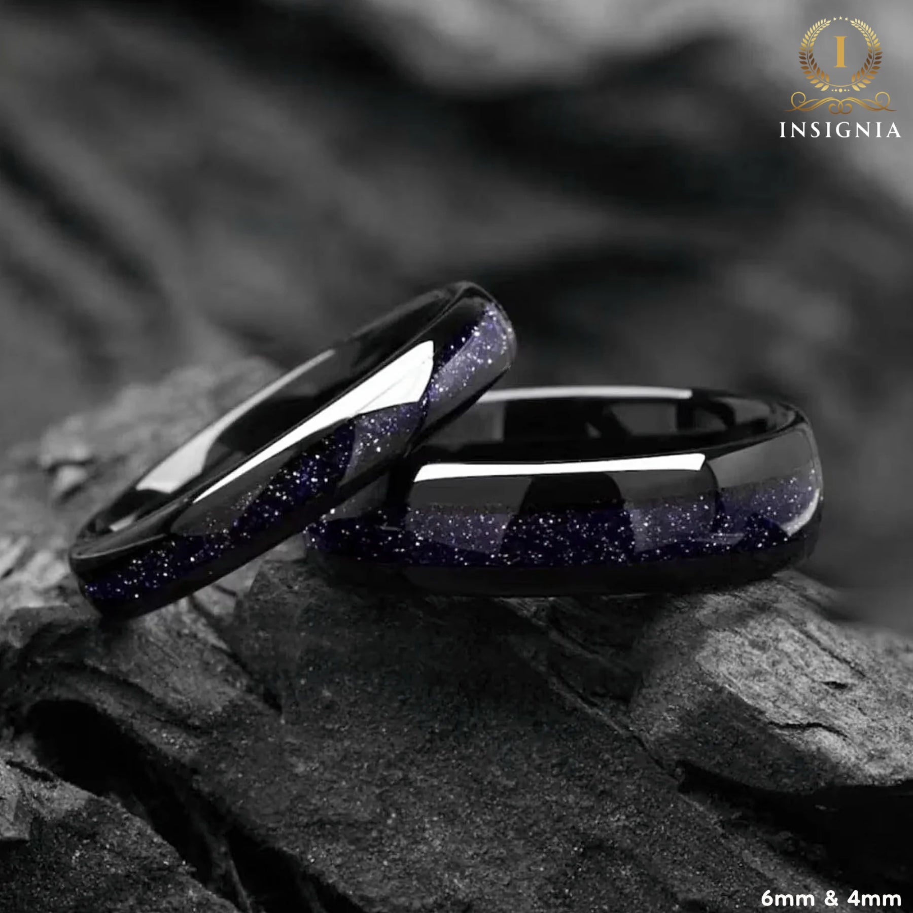 His and Hers Galaxy Space Nebula  Couple Wedding Bands 4/6 mm - Tungsten & Sandstone Engagement/Promise Rings for Couples -Matching Ring Set - INSIGNIA