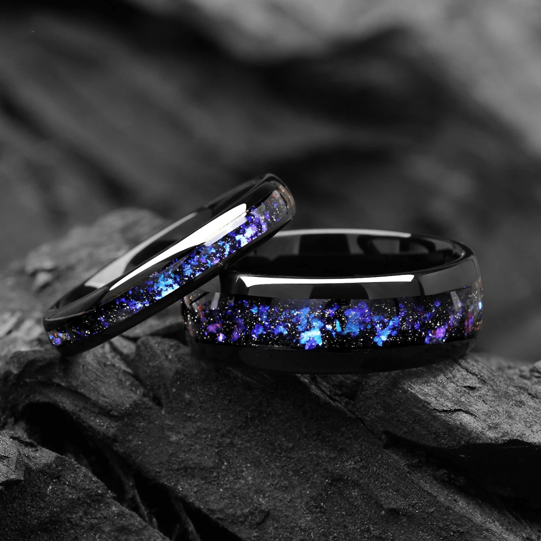 4 BLUE NEBULA) Orion Nebula Womens Ring 4mm - Unique Tungsten Women Wedding Band - Birthday/ Anniversary gift - Engagement/ Promise Ring for Her - INSIGNIA