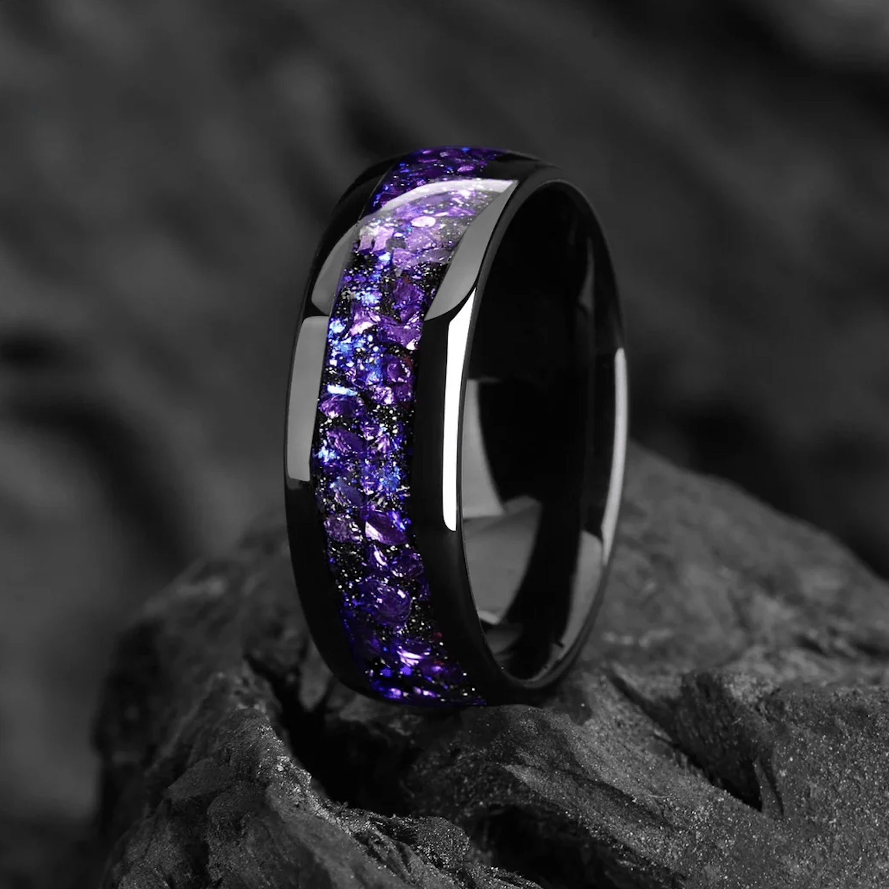 Galaxy Nebula & Alexandrite Ring 4/6/8 mm - Tungsten & Blue Sandstone Women/ Mens Wedding Band Unique - Engagement/ Promise Ring for Him/Her - INSIGNIA