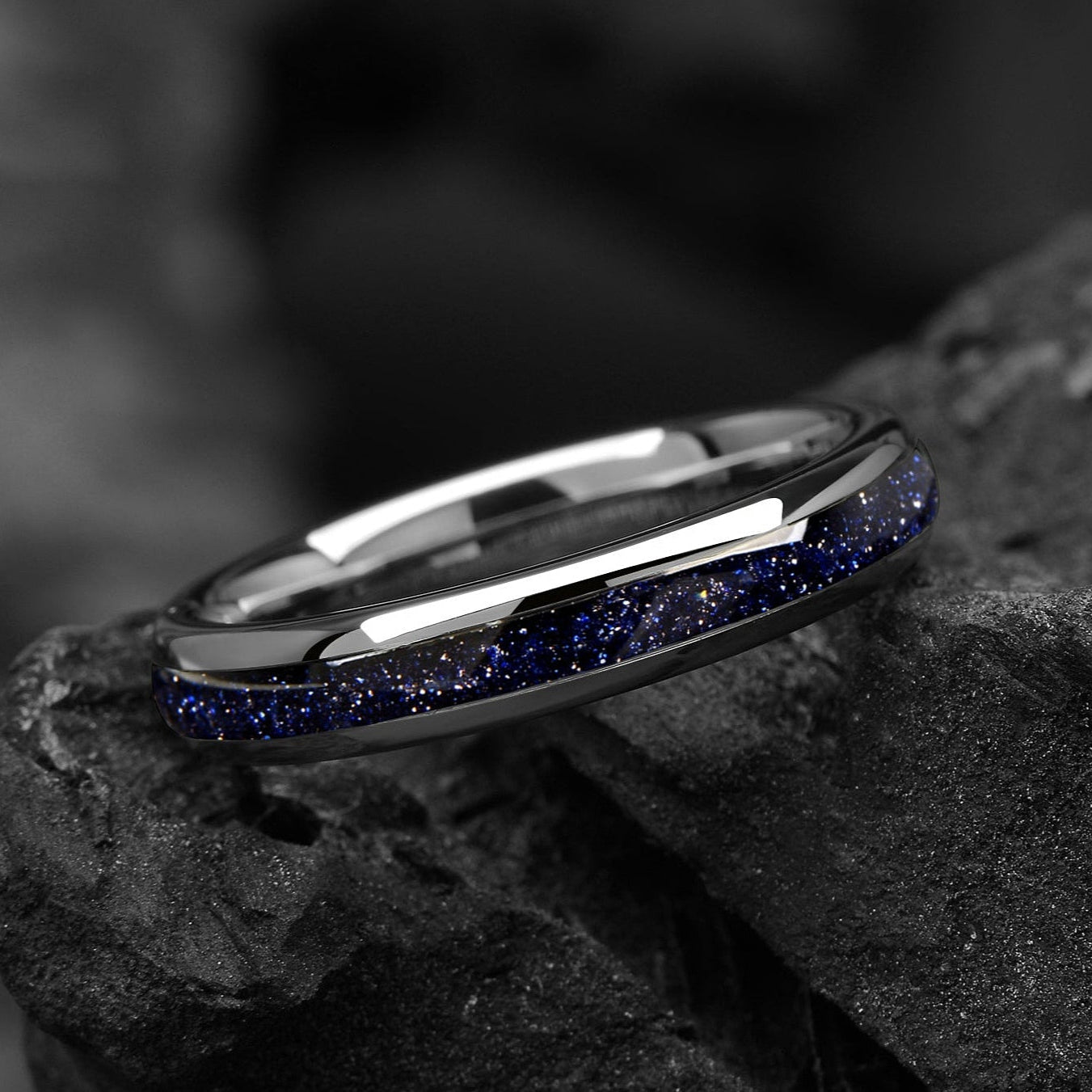Band Womens Rings Silver Tungsten Main View