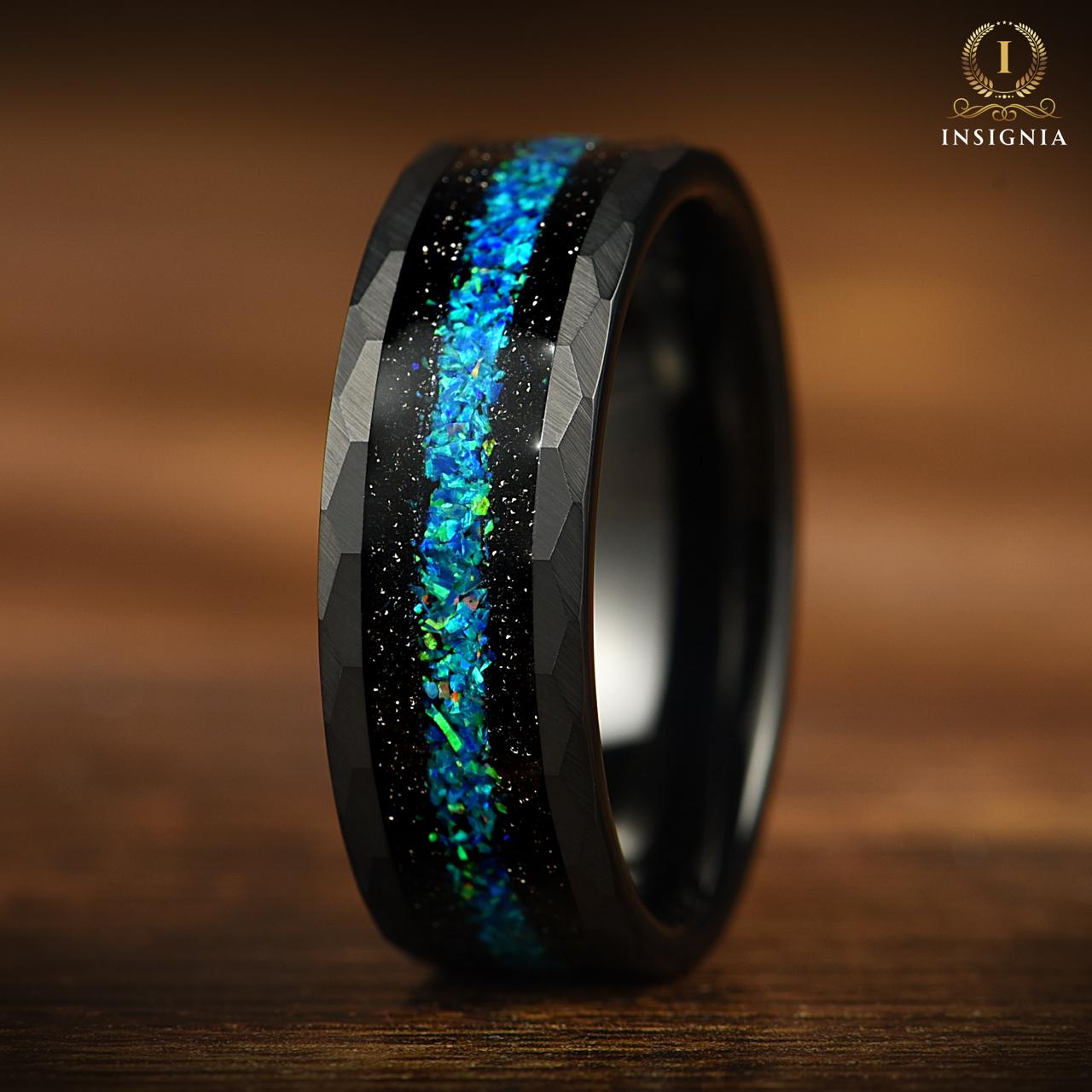 Black Wedding Band Rings Tungsten Main View