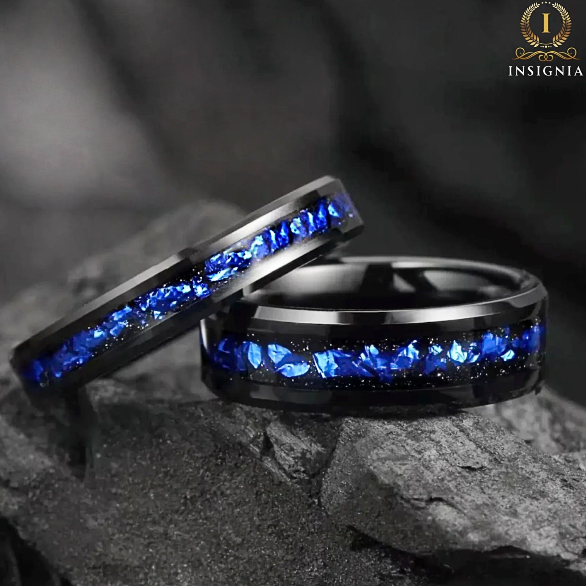 Black Wedding Band Tungsten Couple View