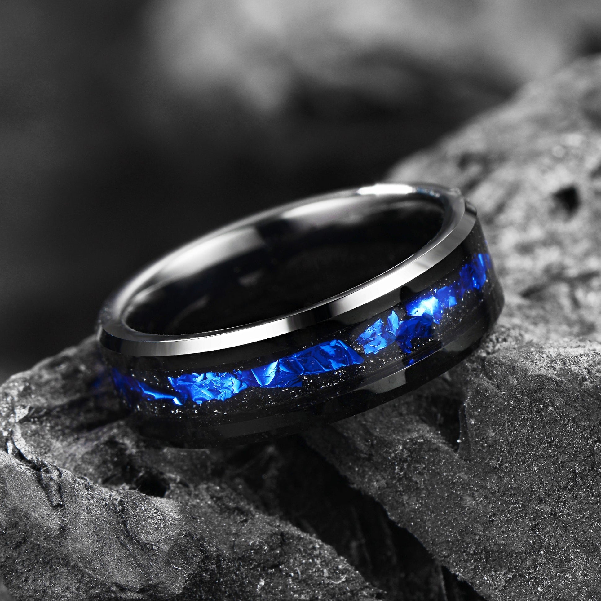 Black Wedding Band Tungsten Side View