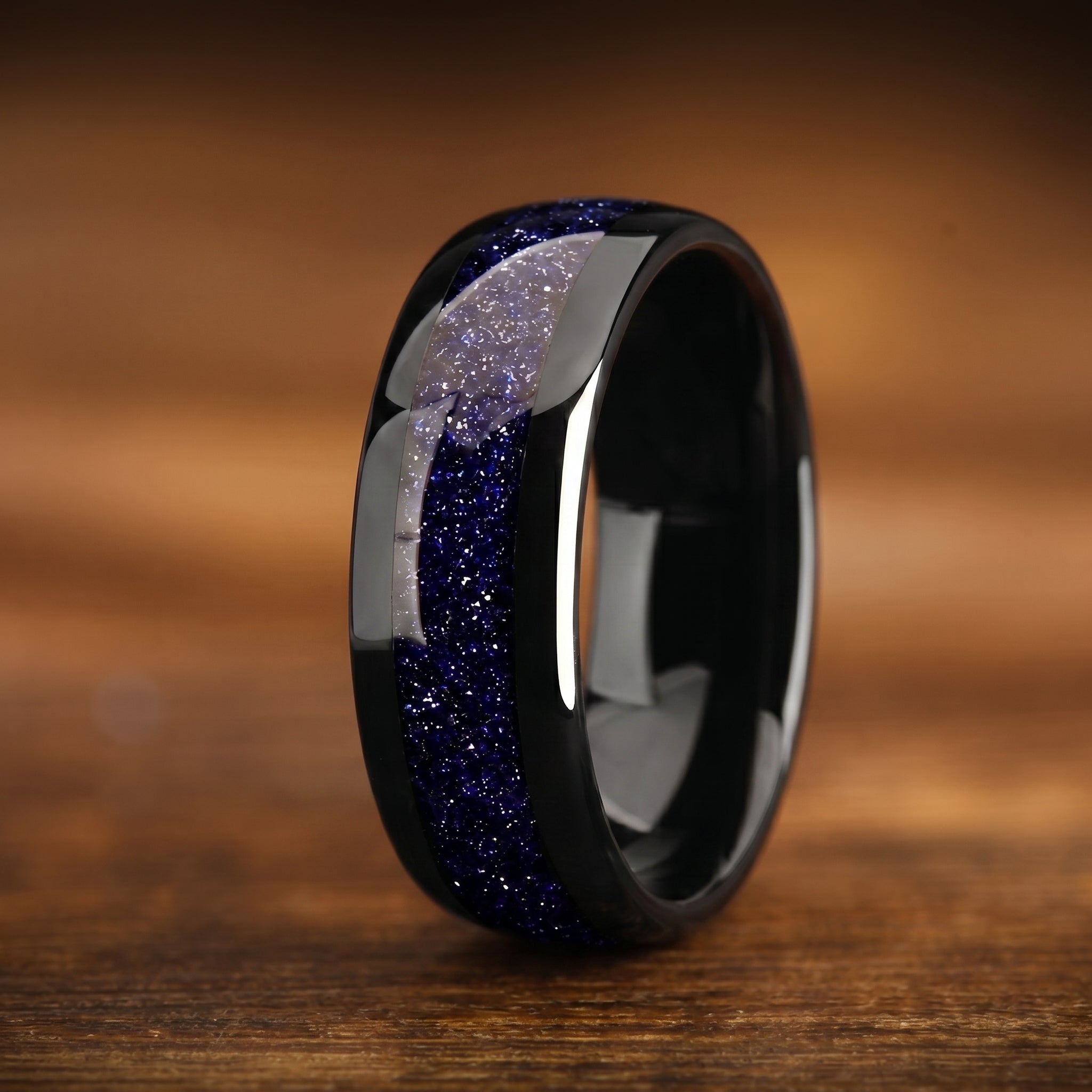 Black Wedding Bands Galaxy Side View