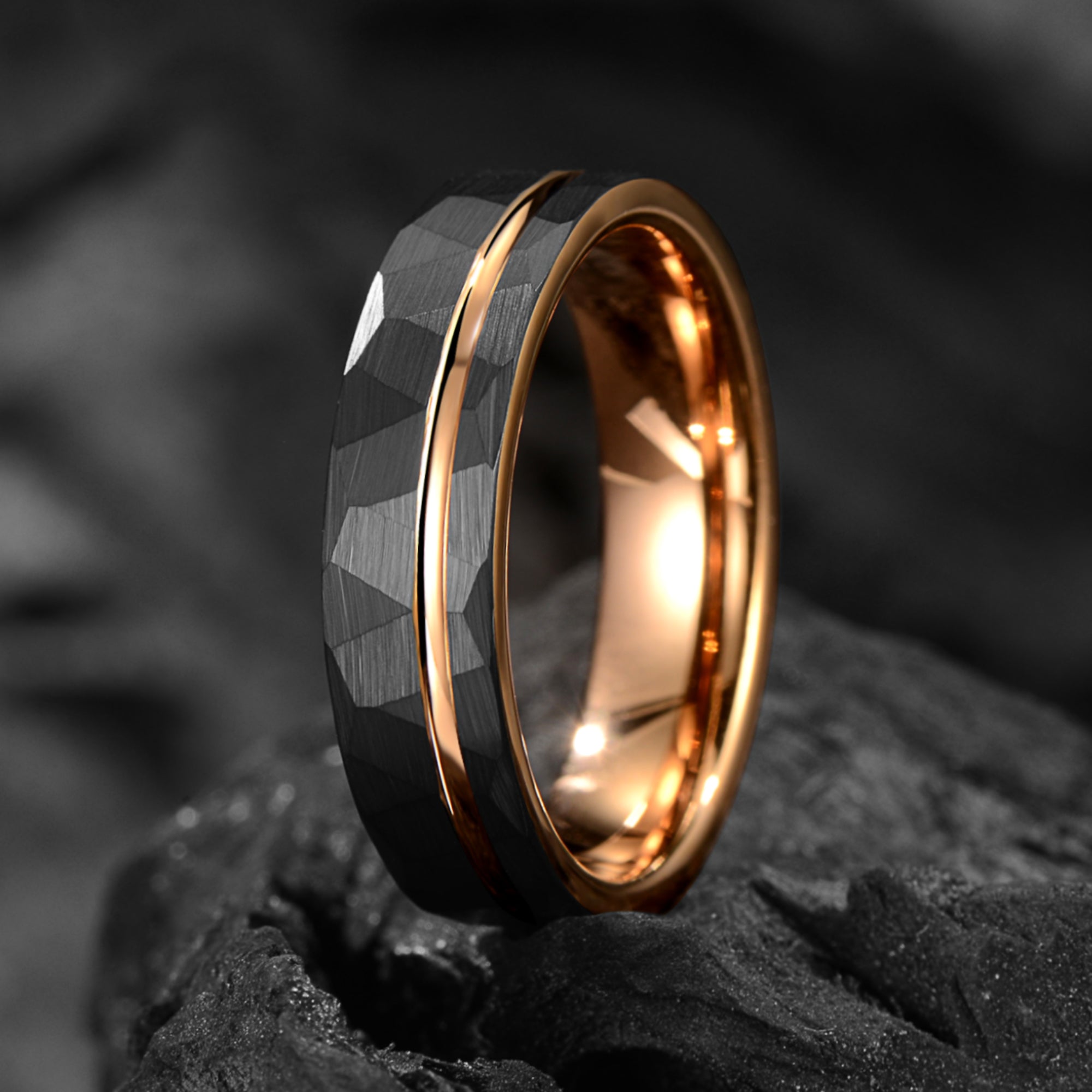Black Wedding Rings Tungsten Close Up View