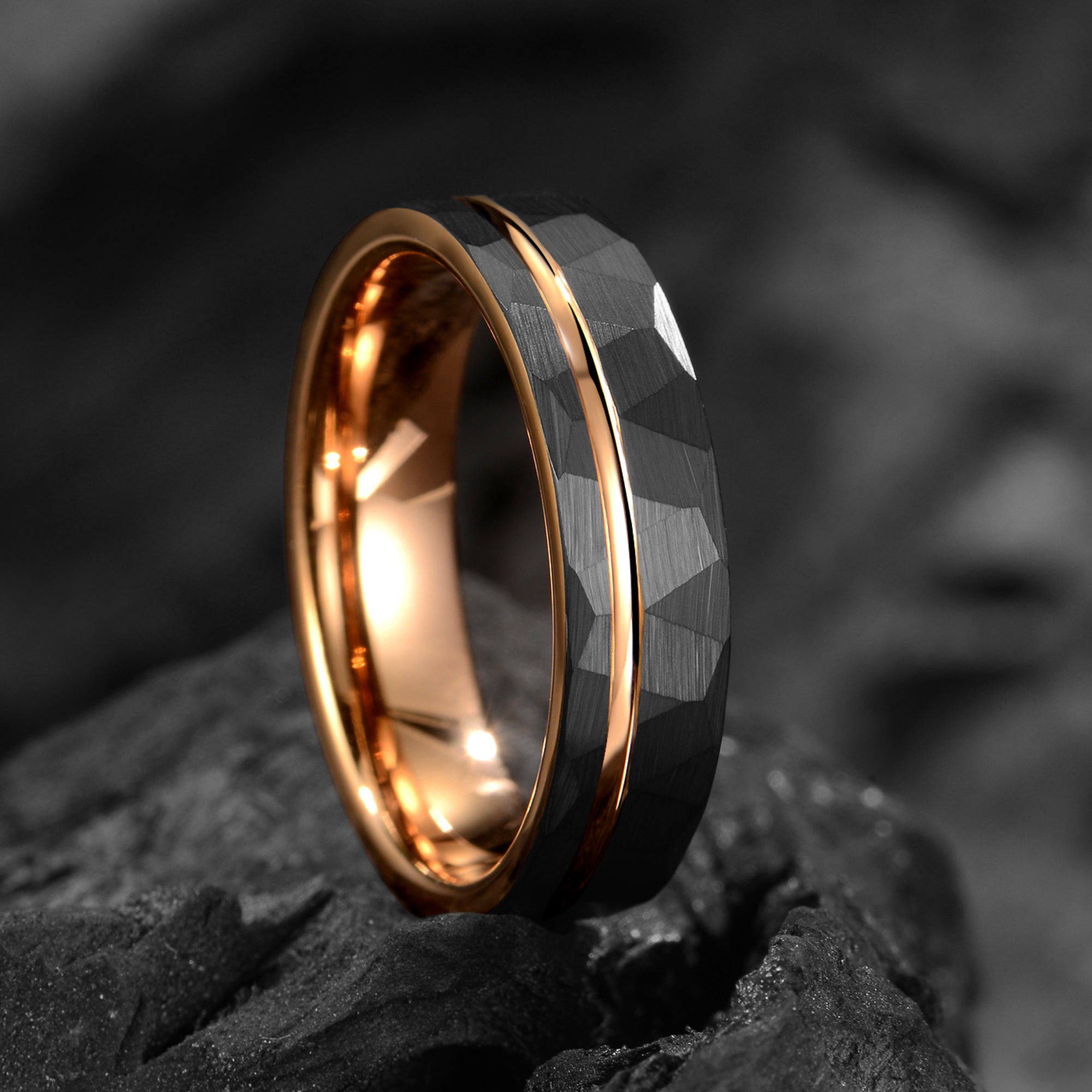 Black Wedding Rings Tungsten Detail View