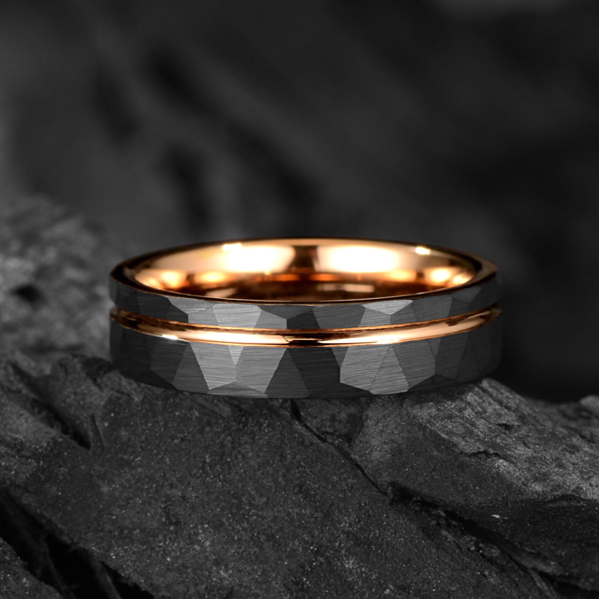 Black Wedding Rings Tungsten Front View